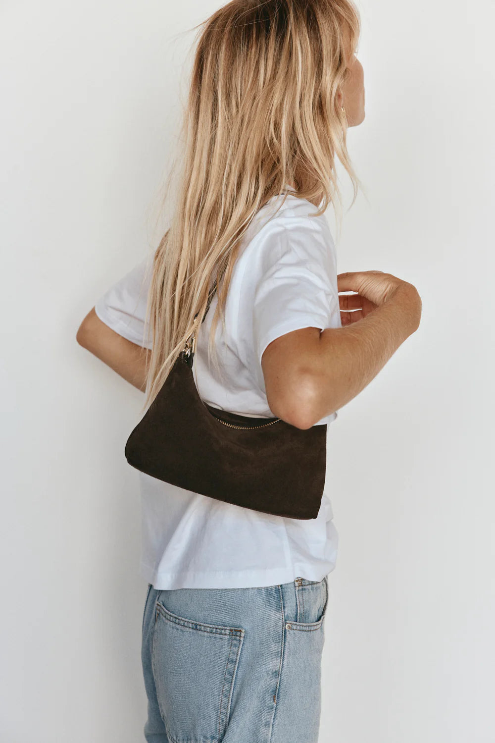 Ashley Chocolate Suede Crossbody