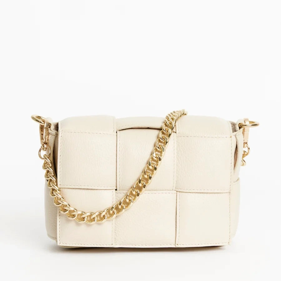 Margot Ivory Leather Woven bag