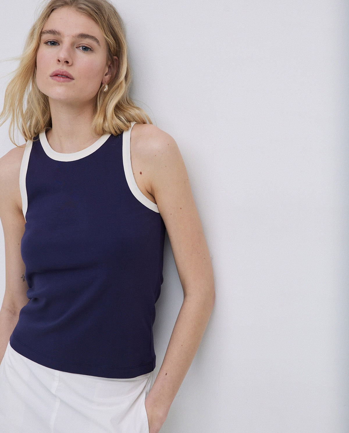 Navy Top with contrast trim - 42047