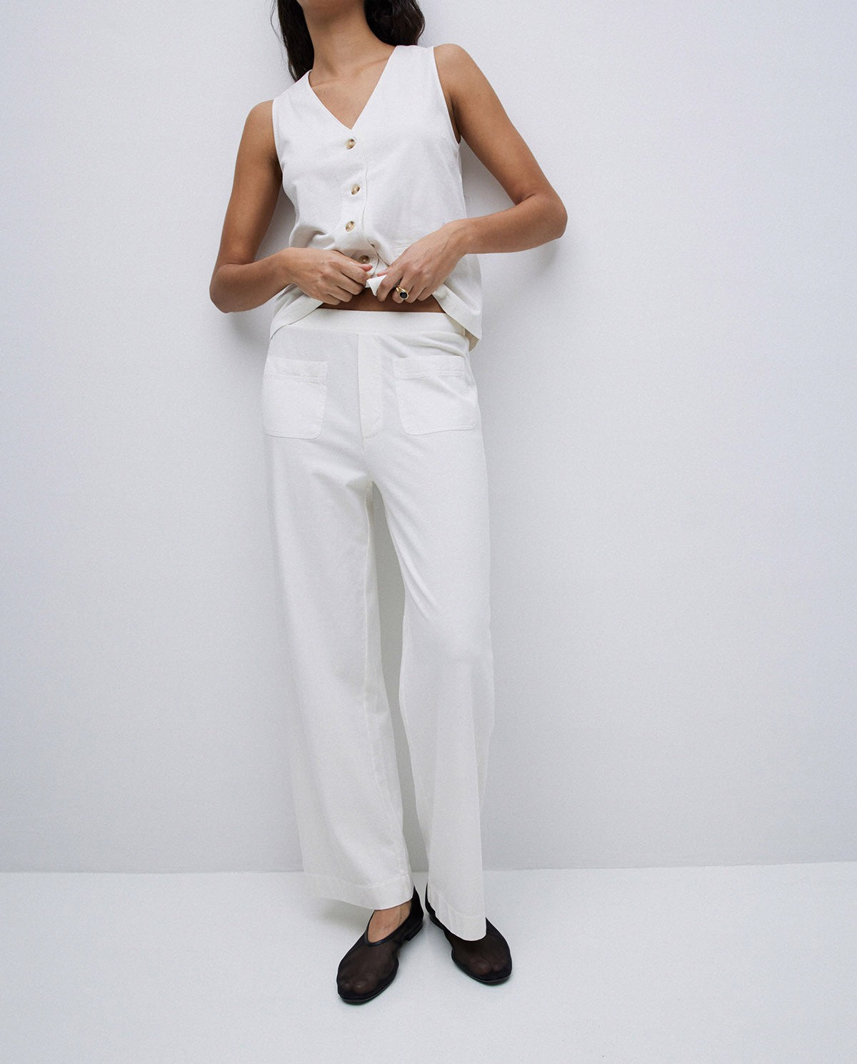 Ecru Cotton Pants - 42222