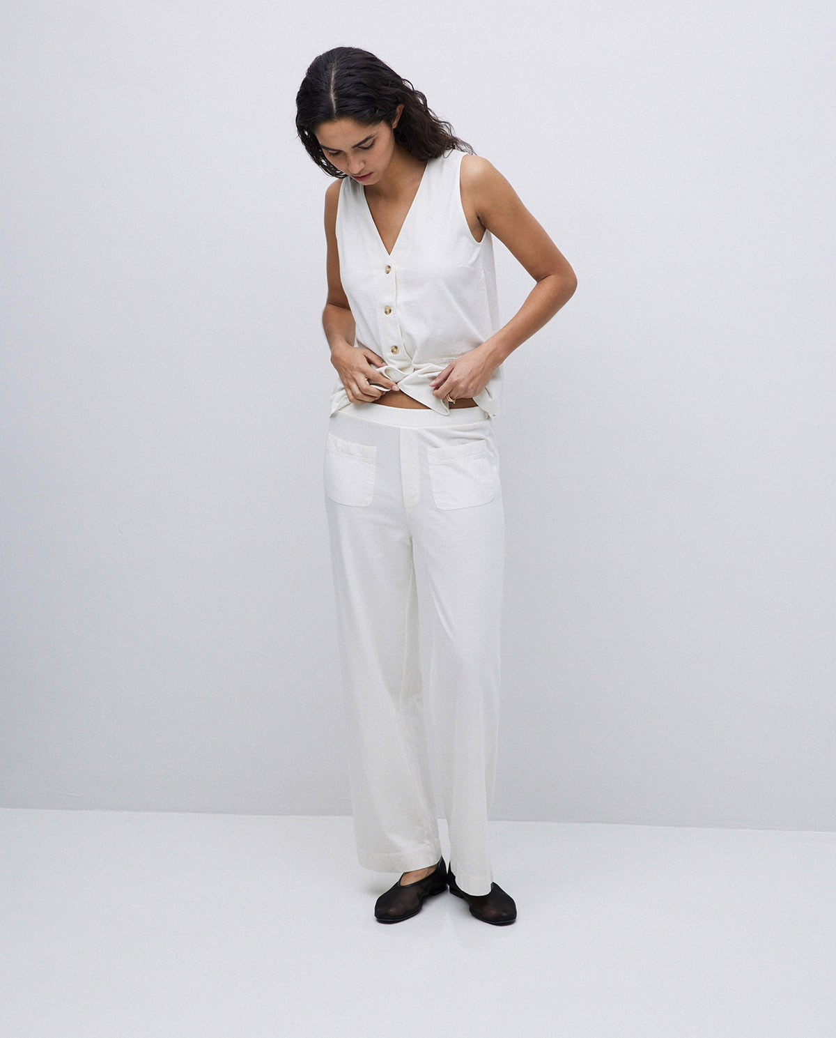 Ecru Cotton Pants - 42222