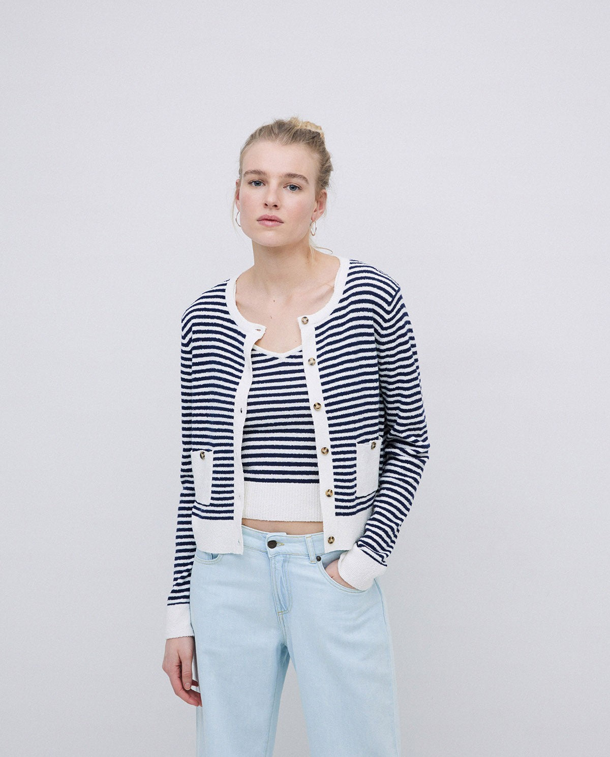 Dark Blue Striped Cardigan 42535