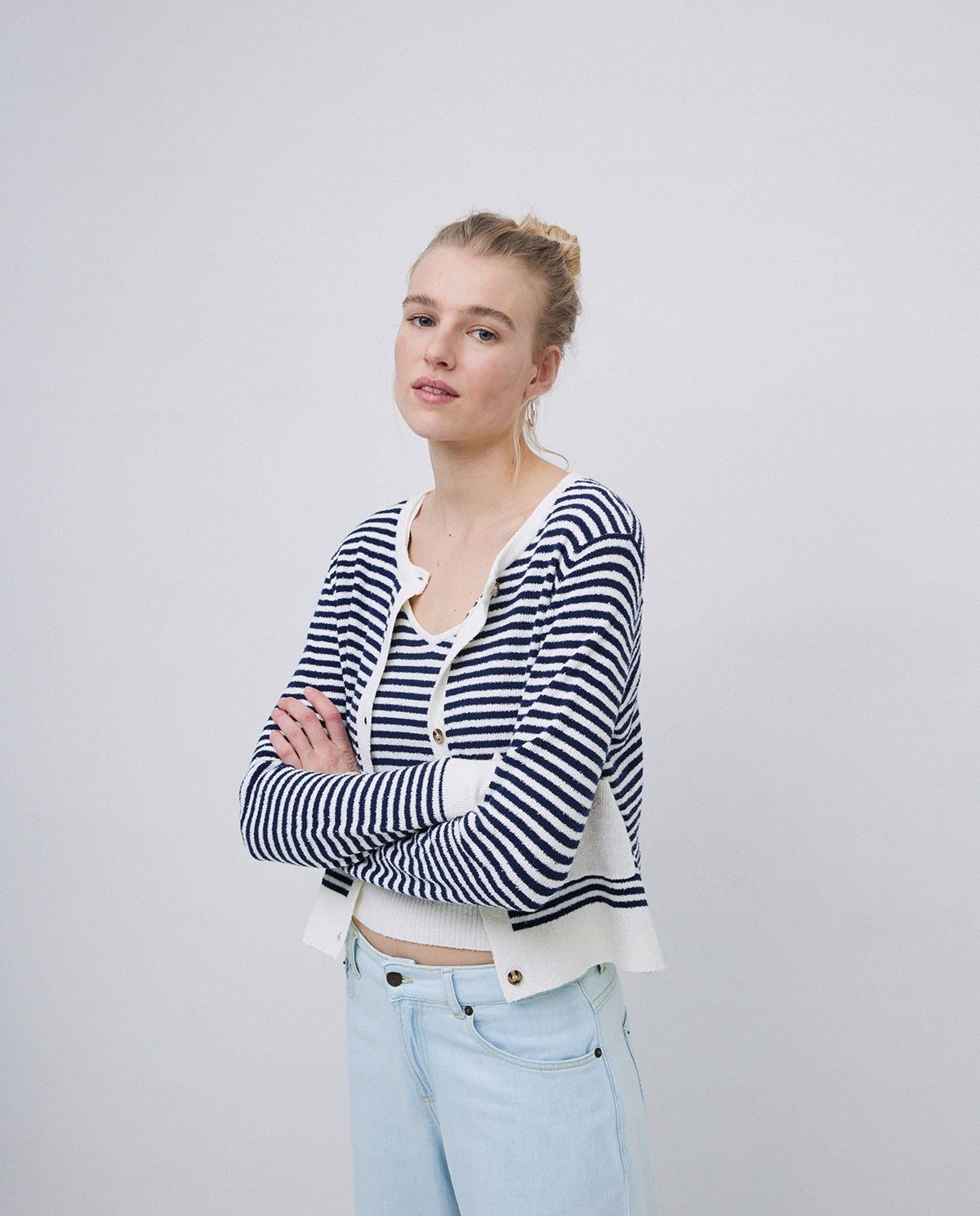 Dark Blue Striped Cardigan 42535
