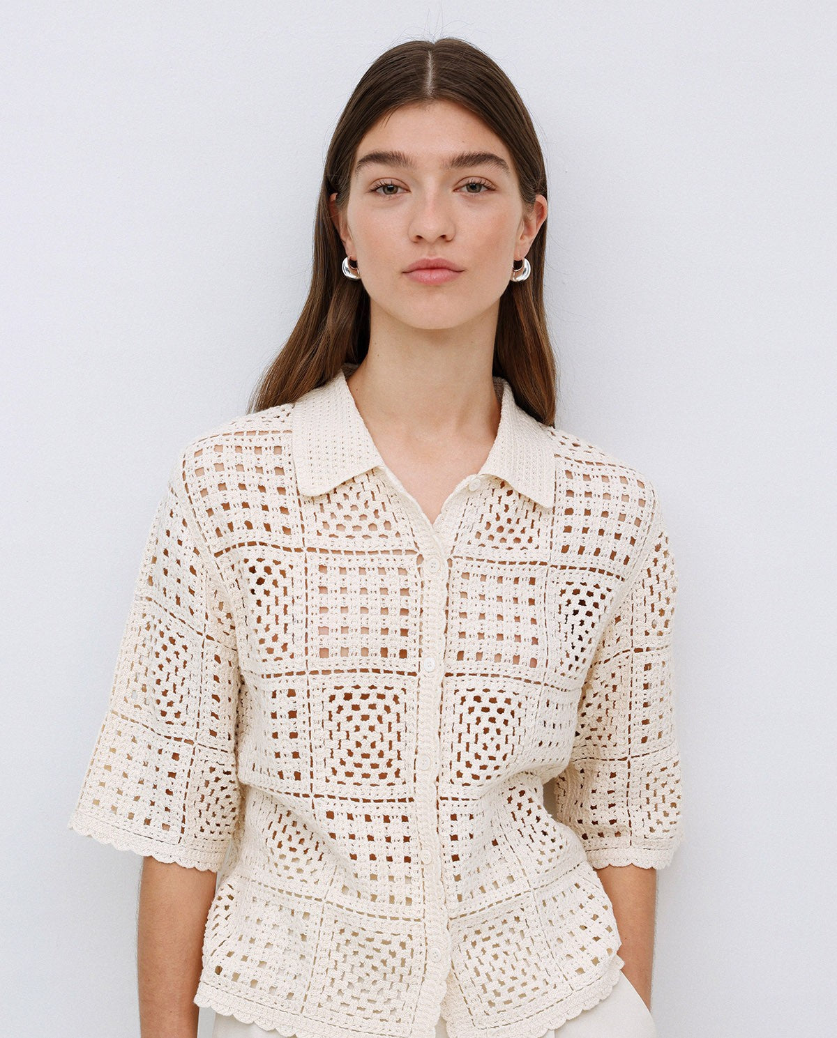 Ecru Crochet Cardigan - 42548