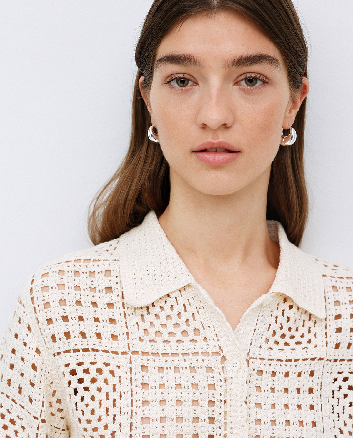 Ecru Crochet Cardigan - 42548