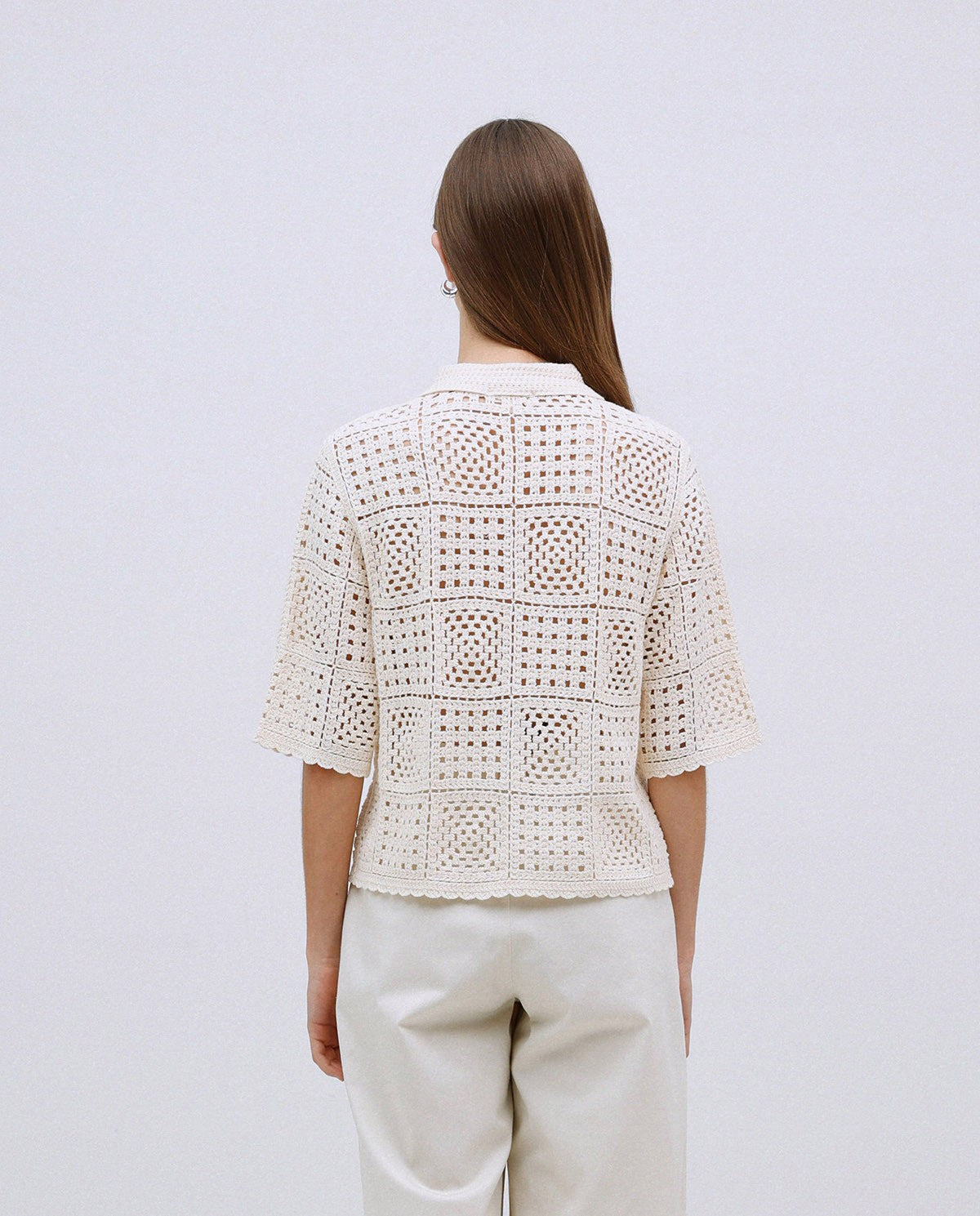 Ecru Crochet Cardigan - 42548