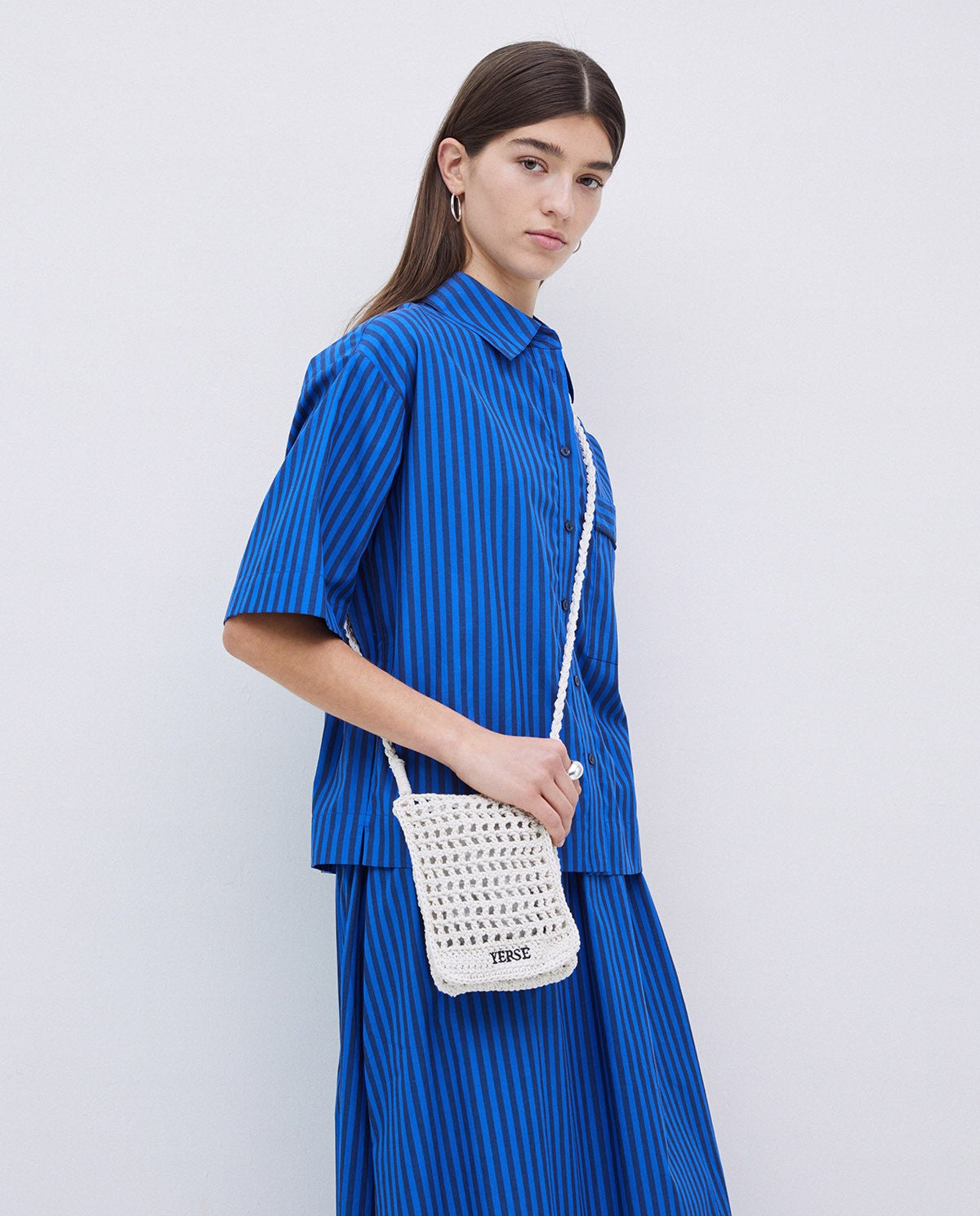 Dark Blue Striped Poplin Shirt 42840