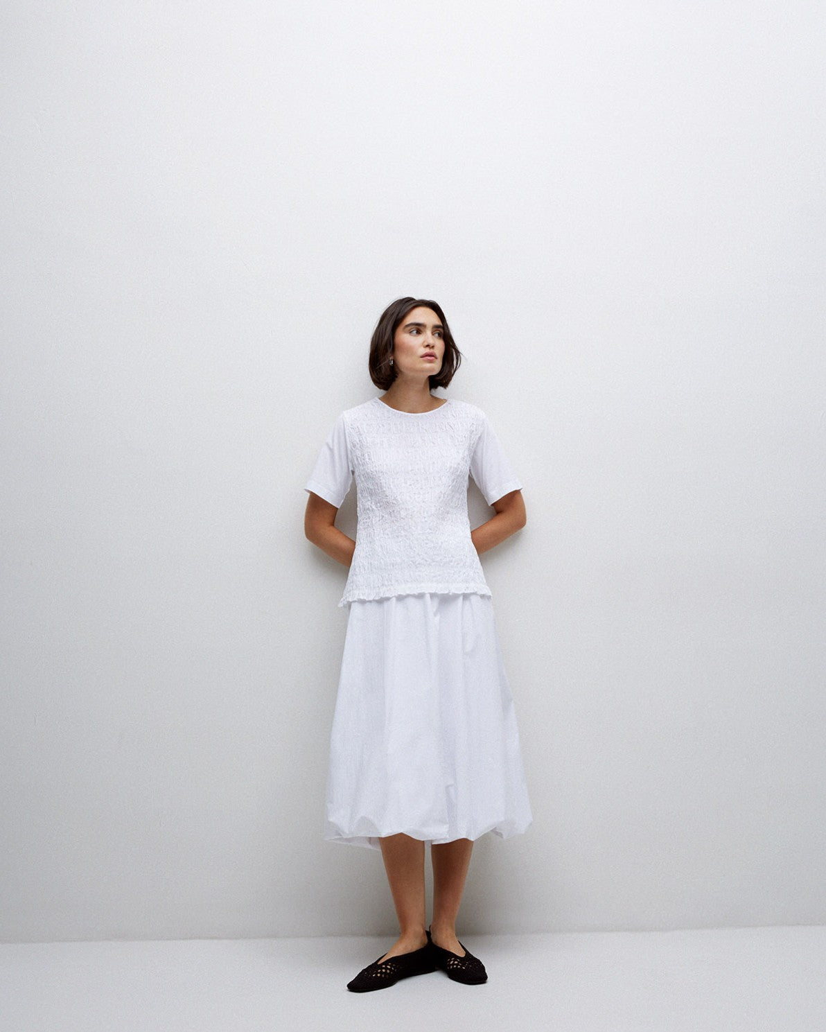 Poplin Balloon Skirt - 42876 White