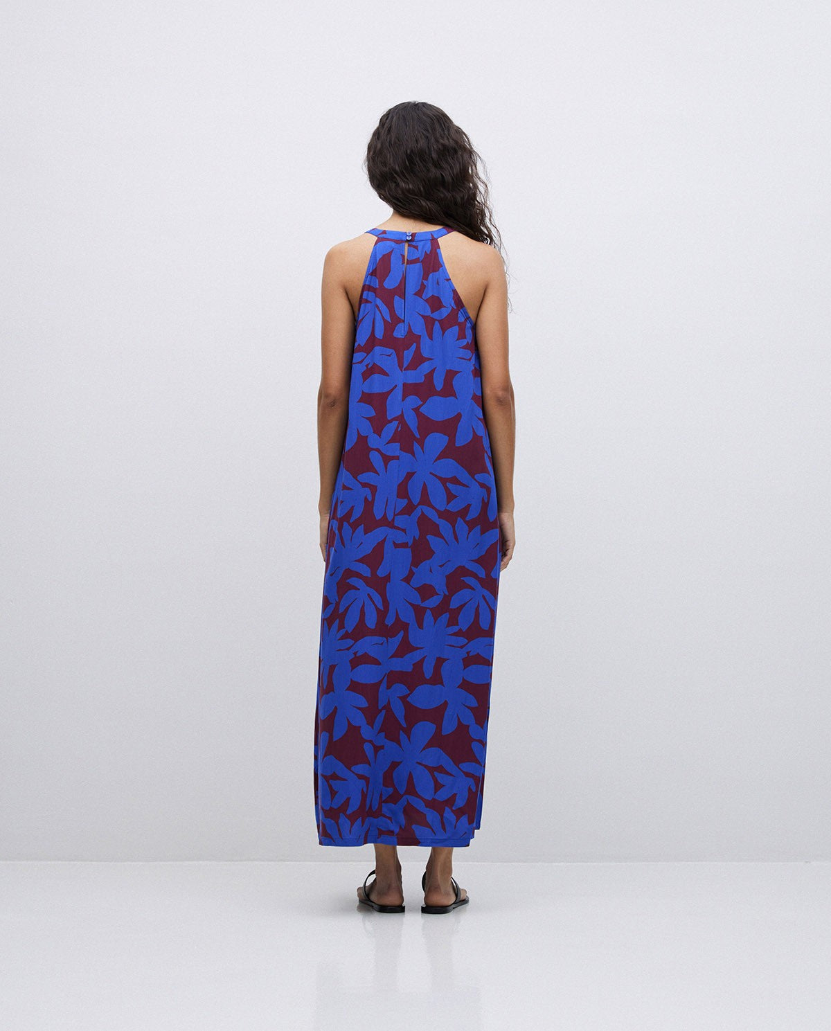 Blue Halter-Neck Dress Flowers 42881
