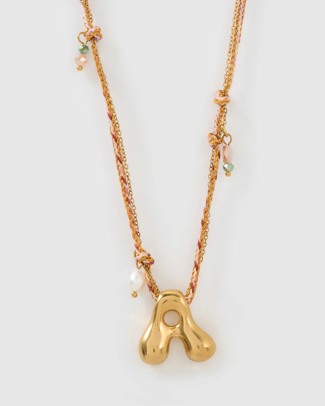 Bubble Letter Necklace - Blush