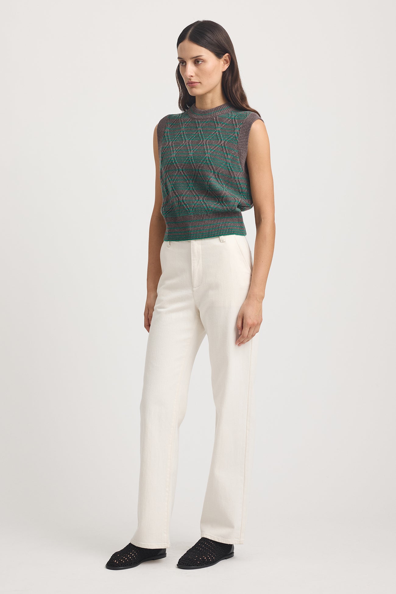 Diamond Cable Vest - Mocha