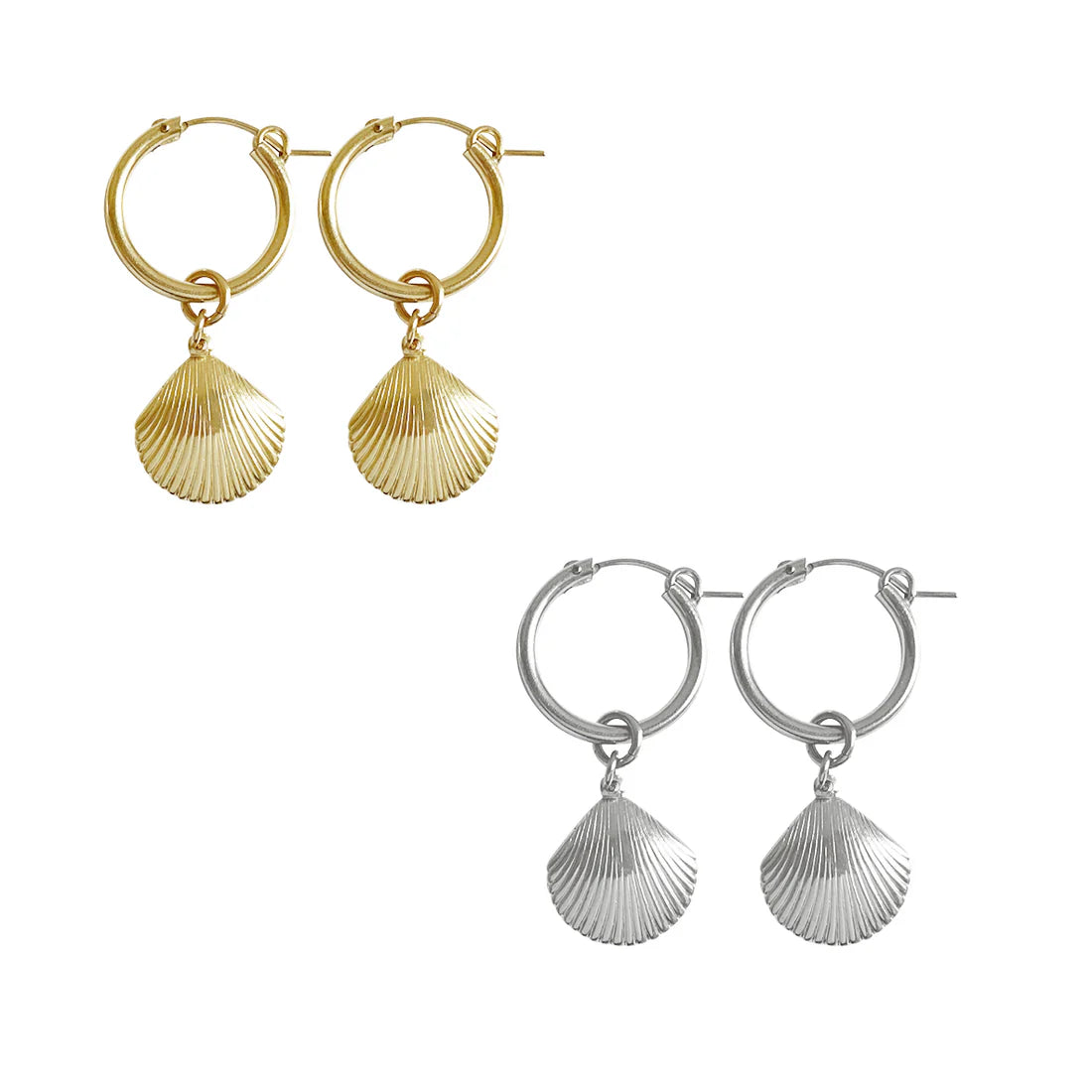 Paris Hoop with Shell Charm - Gold