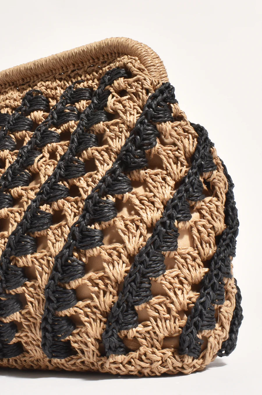 Eadie Crochet weave Framed Clutch - Black
