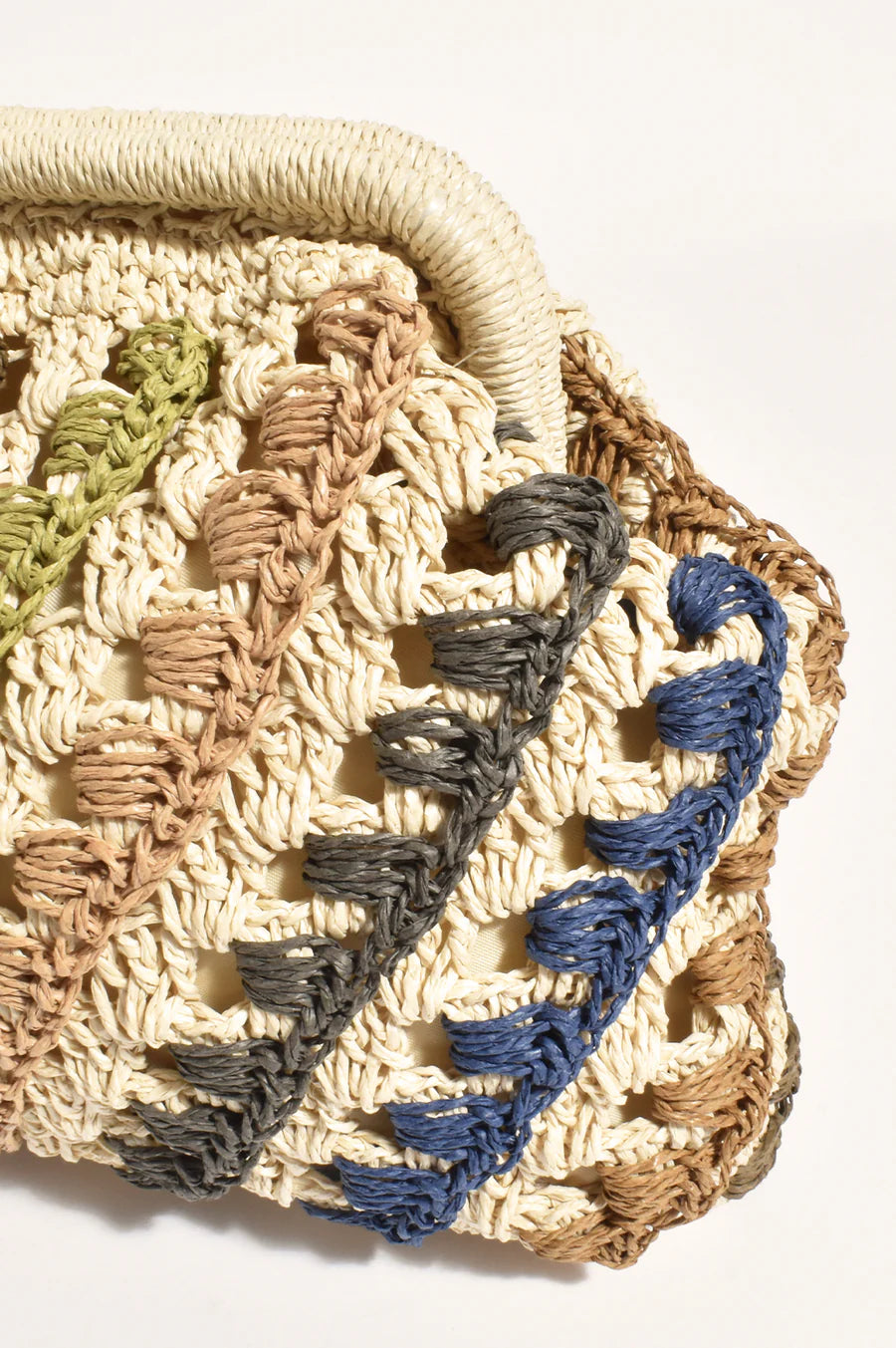 Eadie Crochet weave Framed Clutch - Multi