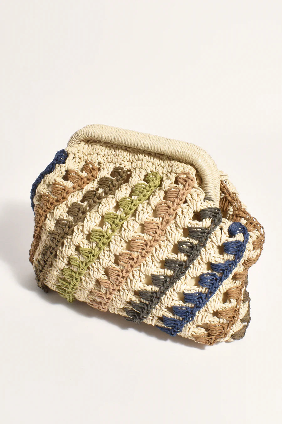 Eadie Crochet weave Framed Clutch - Multi