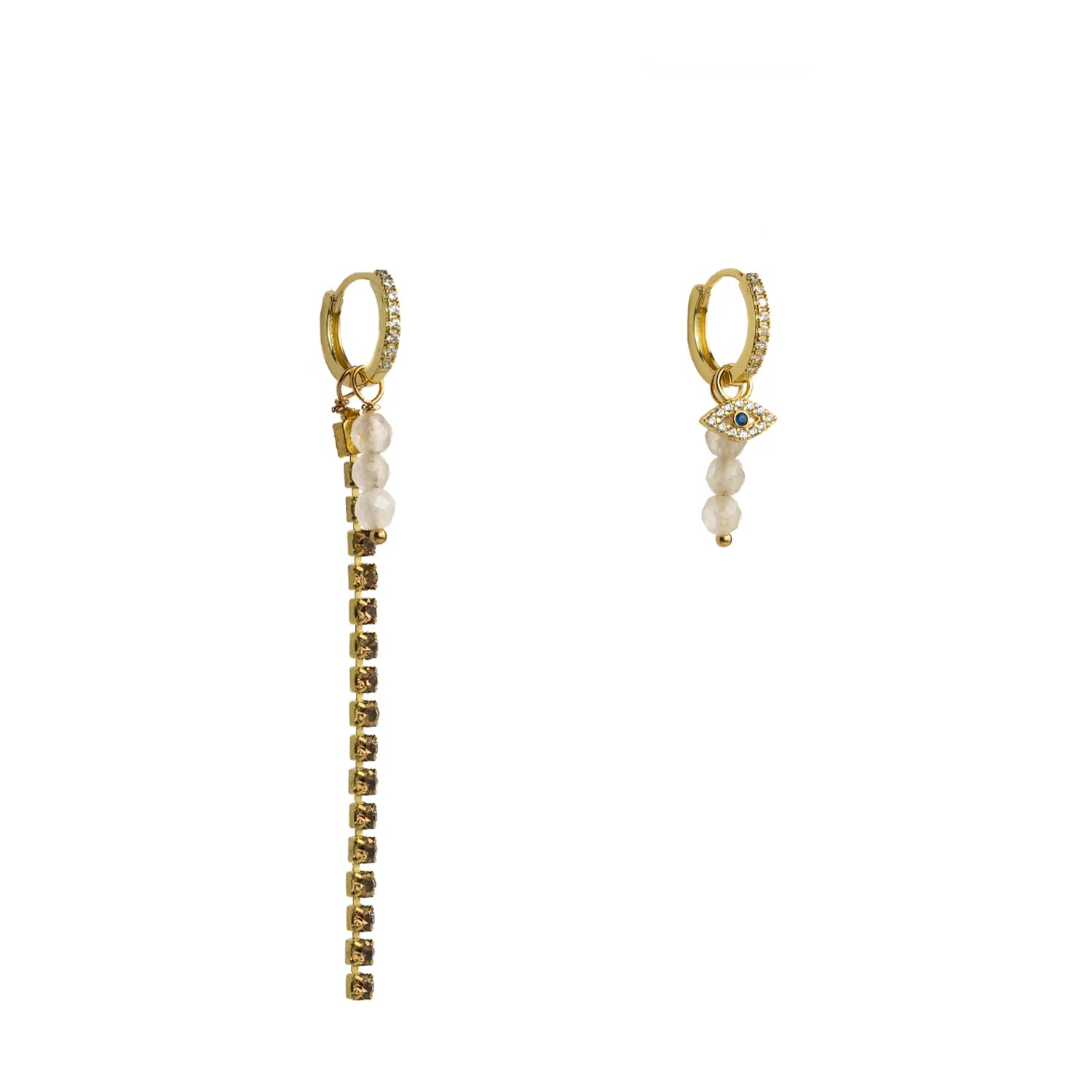 Elphin Trinket Earrings - Evil Eye Topaz/Gold