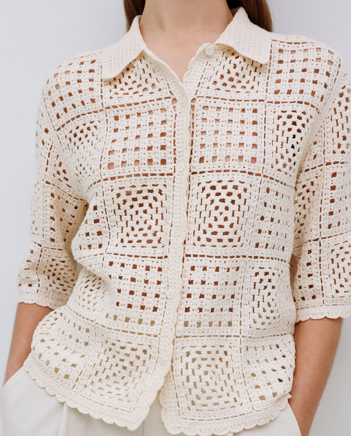 Ecru Crochet Cardigan - 42548