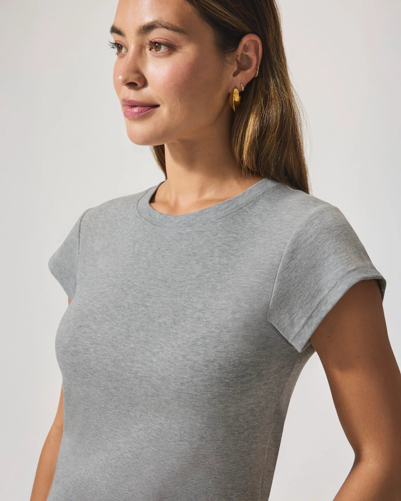 Faye Crew Neck Tee - Heather Grey