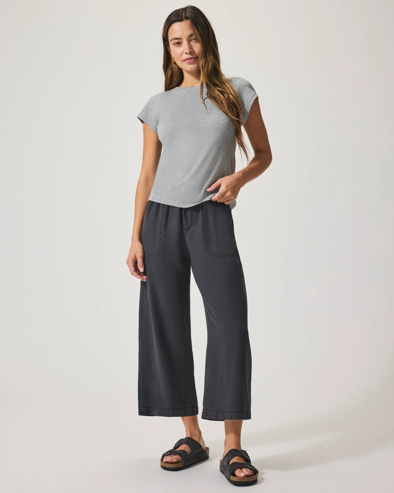 Faye Crew Neck Tee - Heather Grey
