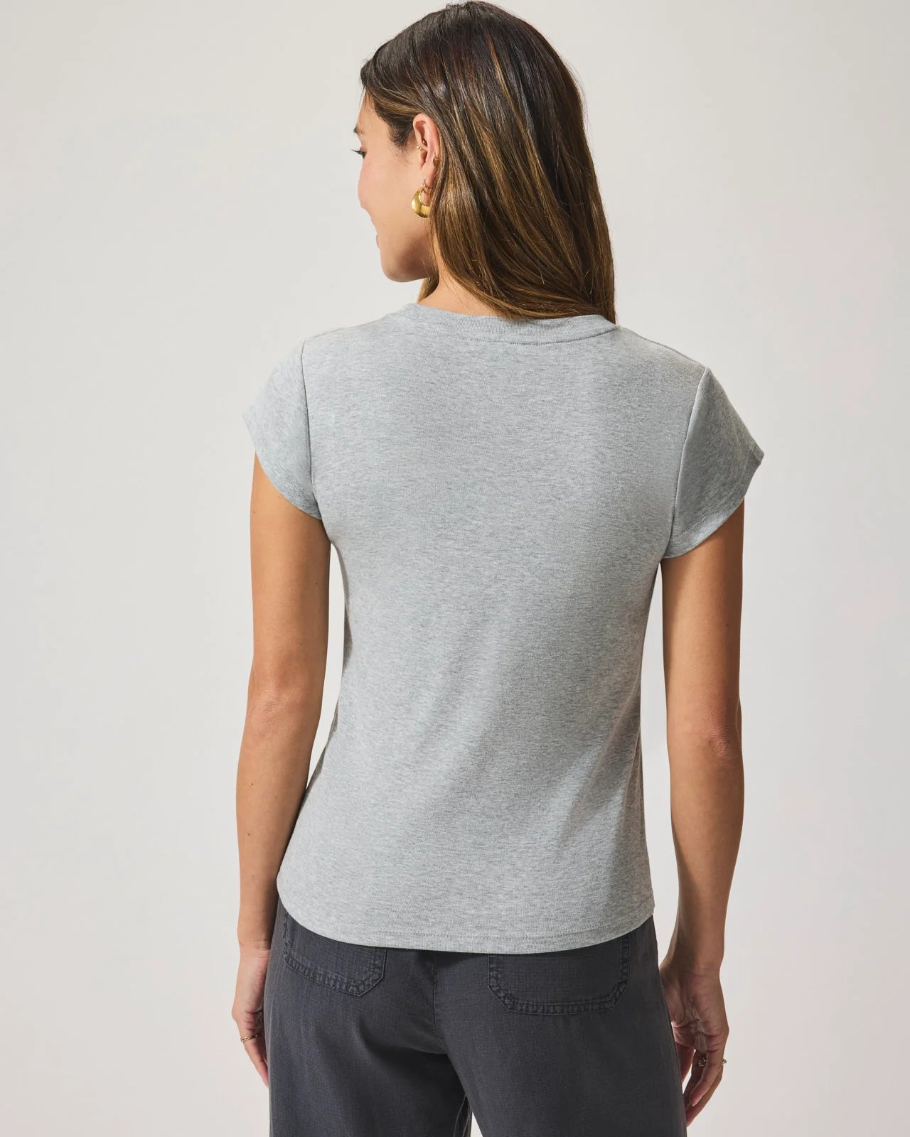 Faye Crew Neck Tee - Heather Grey