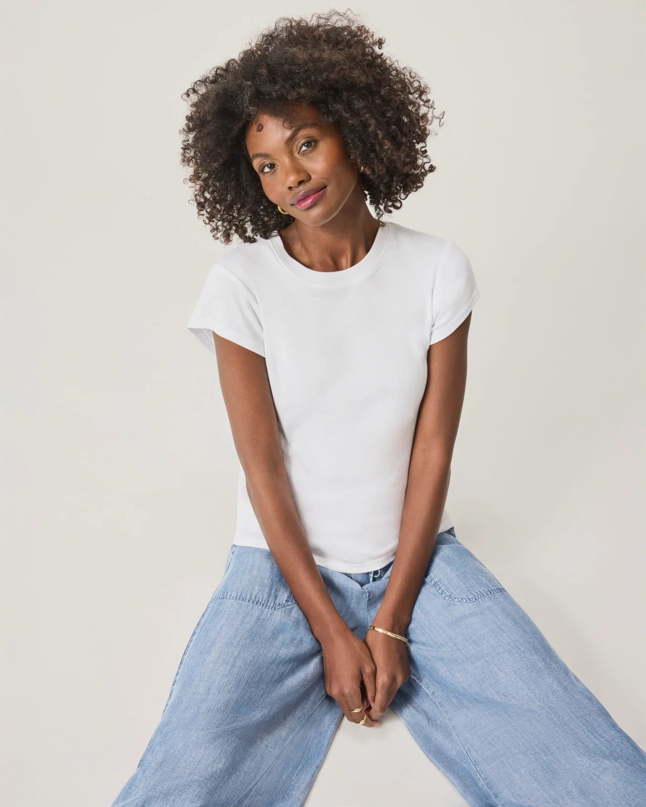 Faye Crew Neck Tee - White