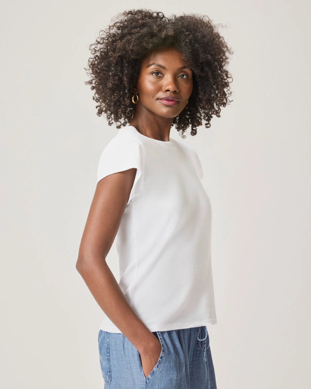 Faye Crew Neck Tee - White