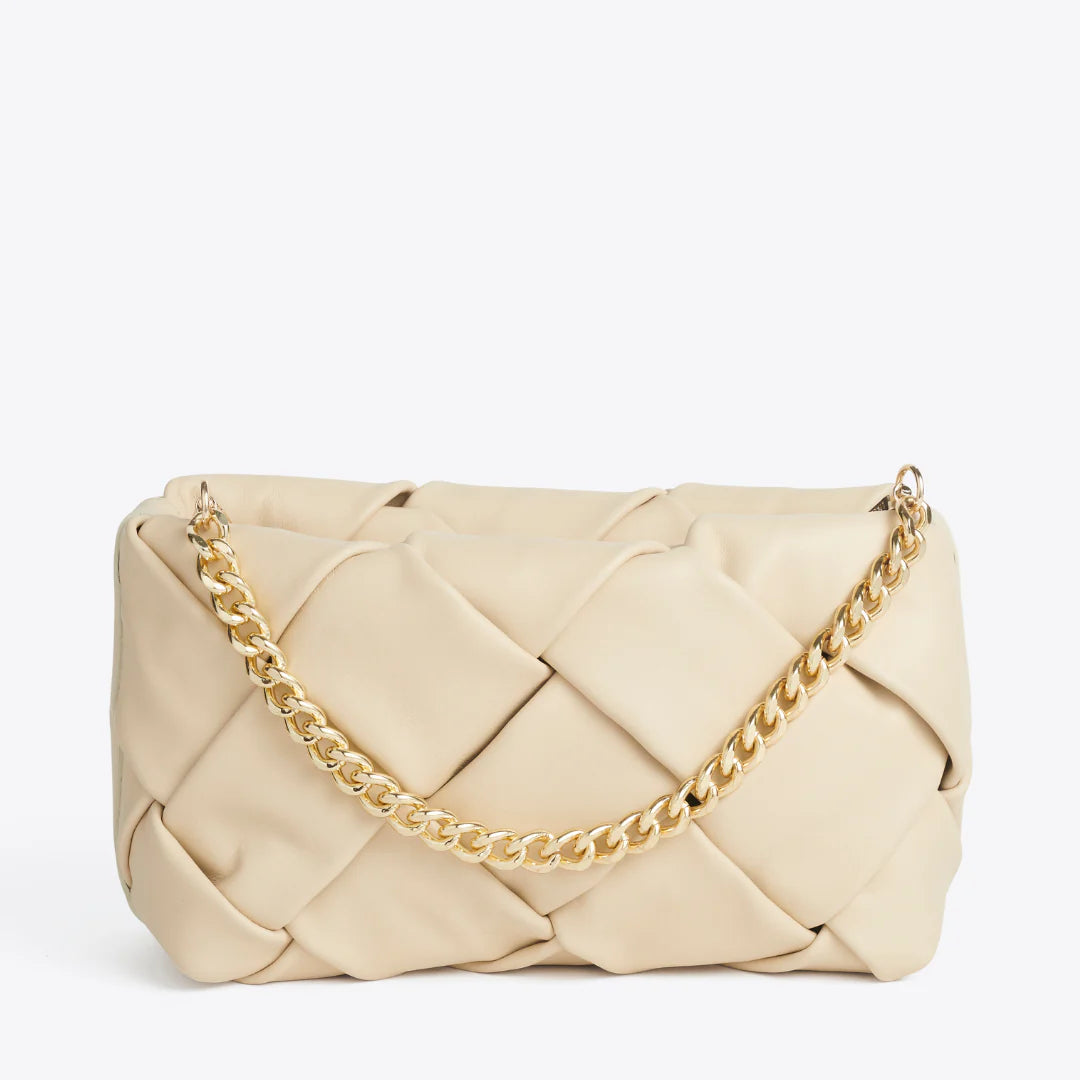 Gabrielle Oat Woven Leather Bag
