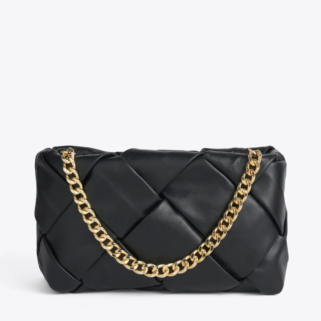 Gabrielle Black Woven Leather Bag