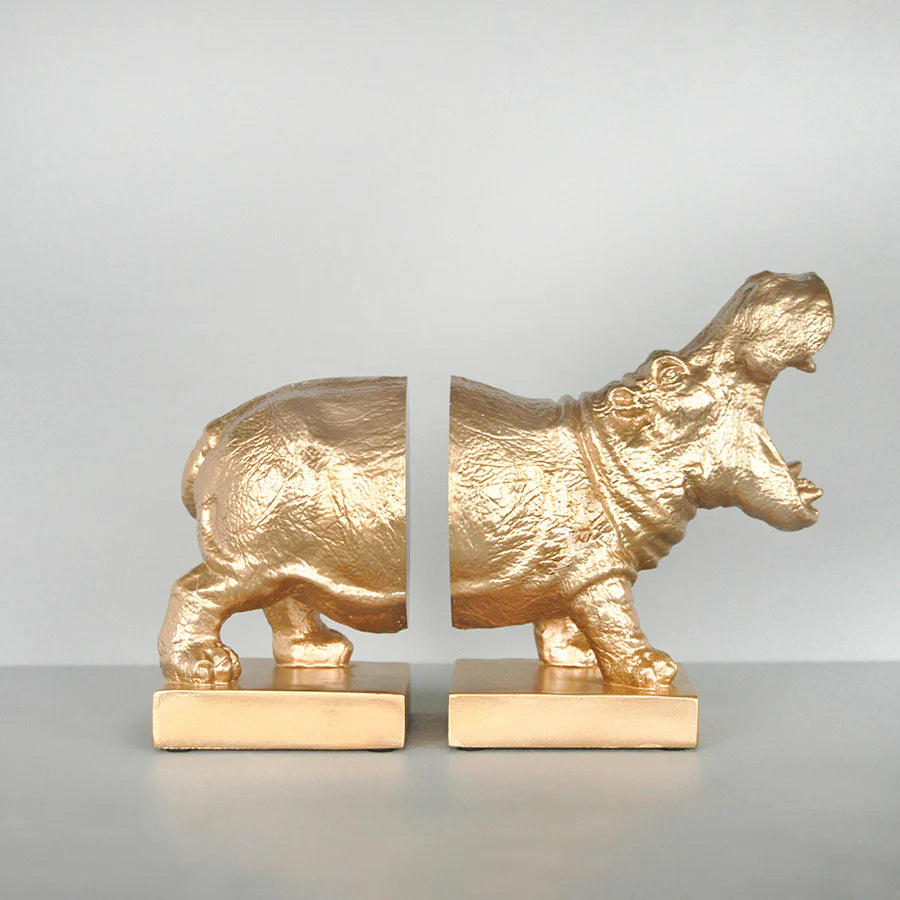 Hippo Bookends - Gold