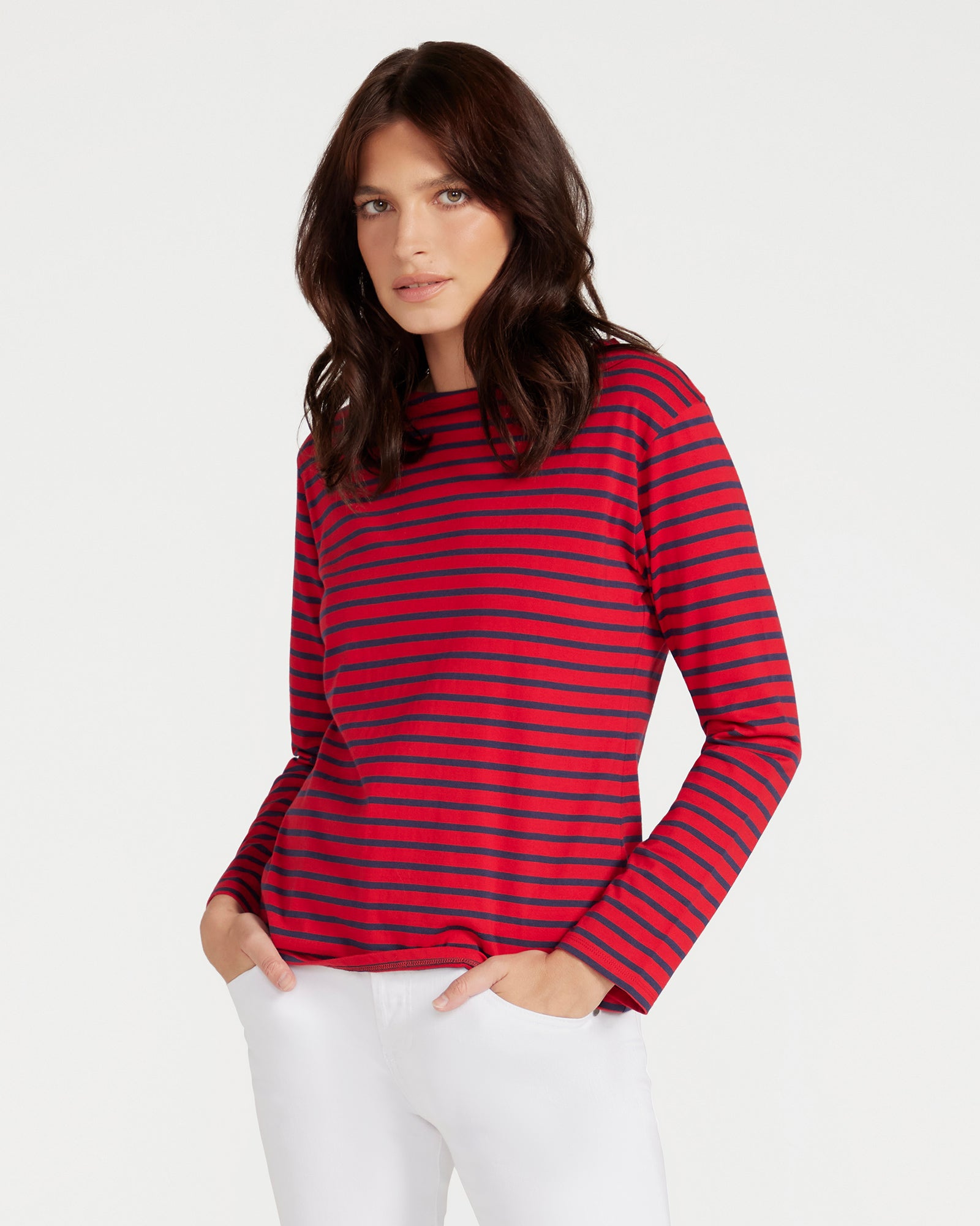 Breton Top - Red with Navy Stripe