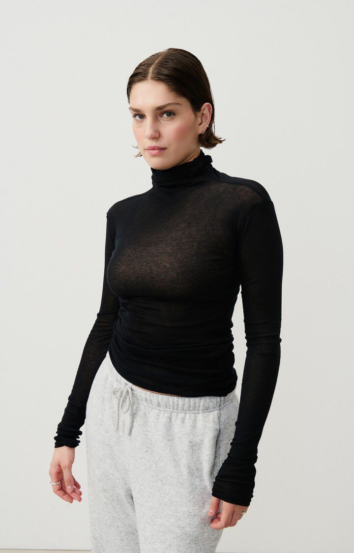 Women's t-shirt Massachusetts Turtle Neck MAS08 - Black