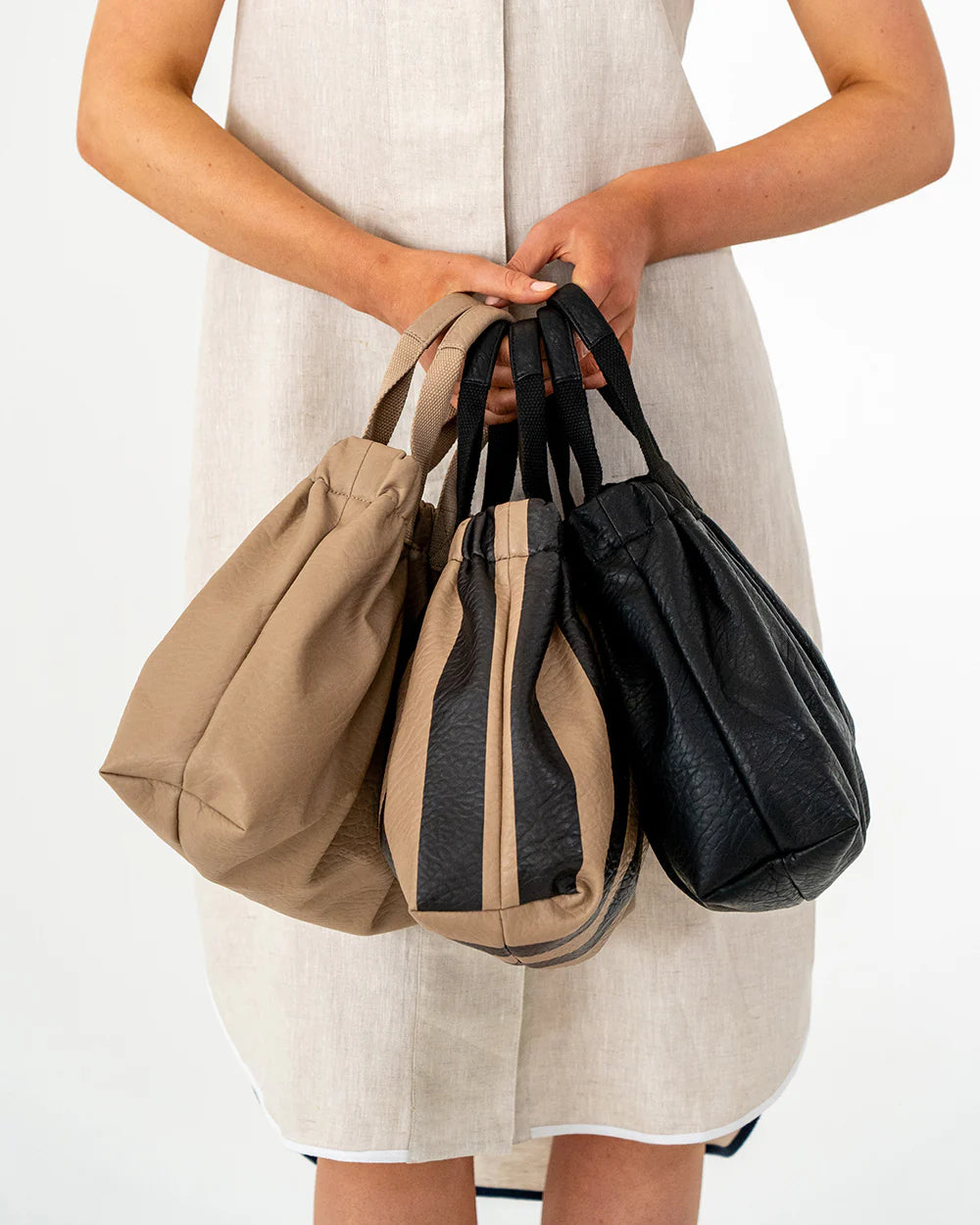 Montague Tote - Black & Latte Stripe