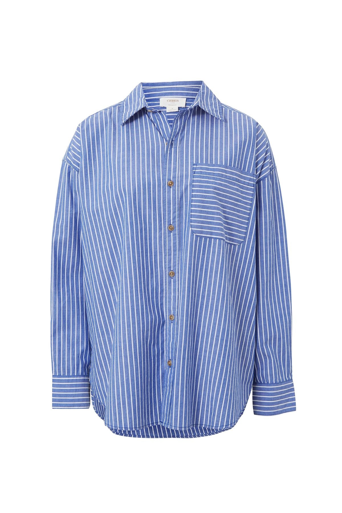 Oversized Poplin Shirt - Classic Blue Stripe