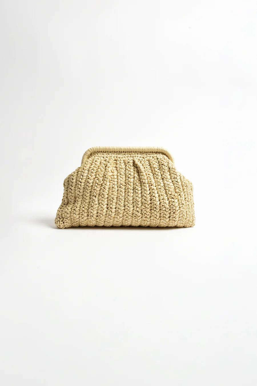 Paper Weave Gathered Clutch - Vanilla