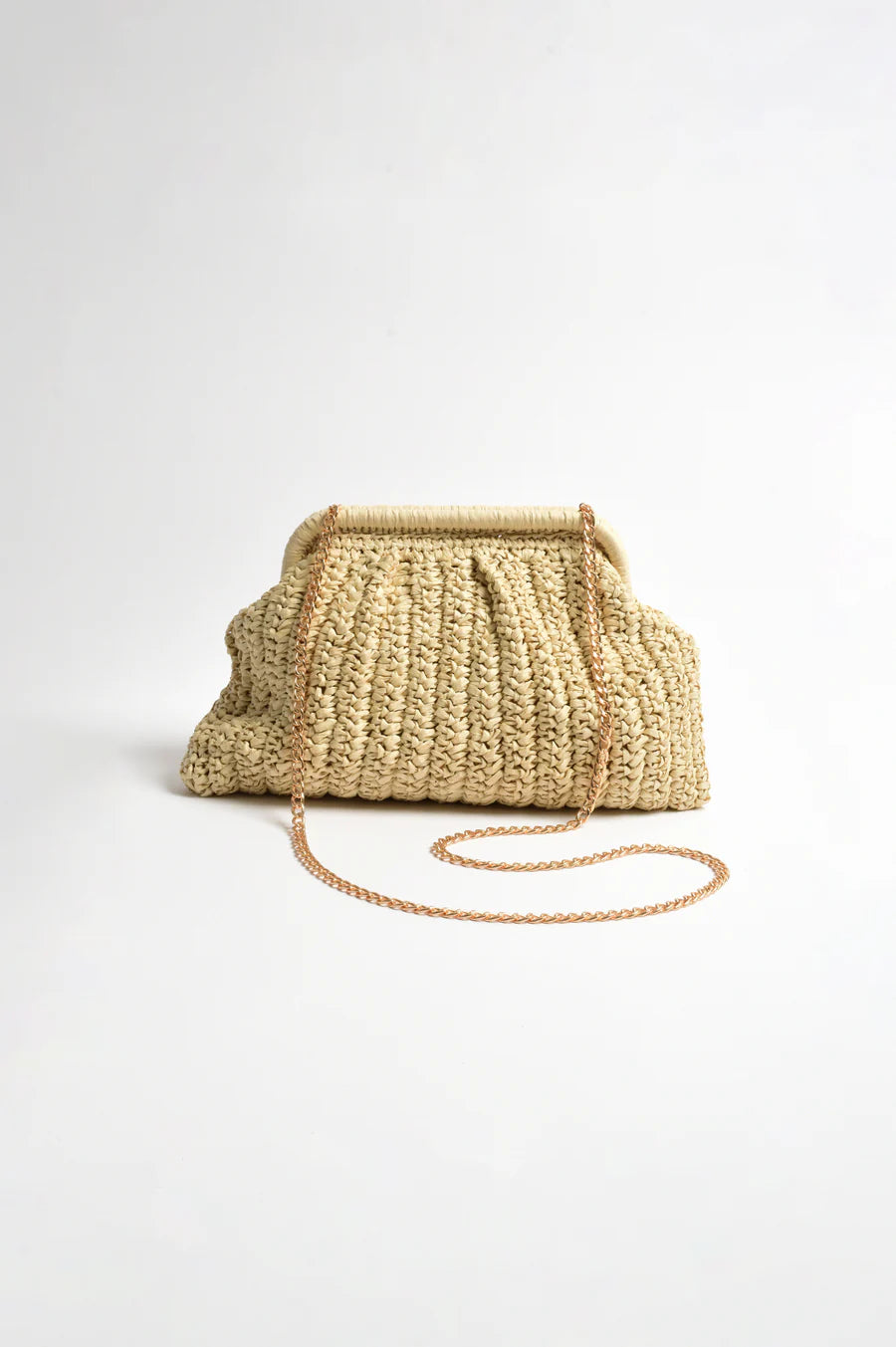Paper Weave Gathered Clutch - Vanilla