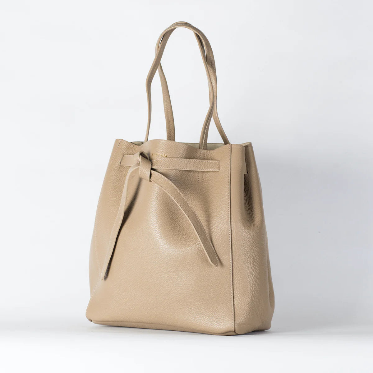 Phoebe Beige Leather Knot Tote