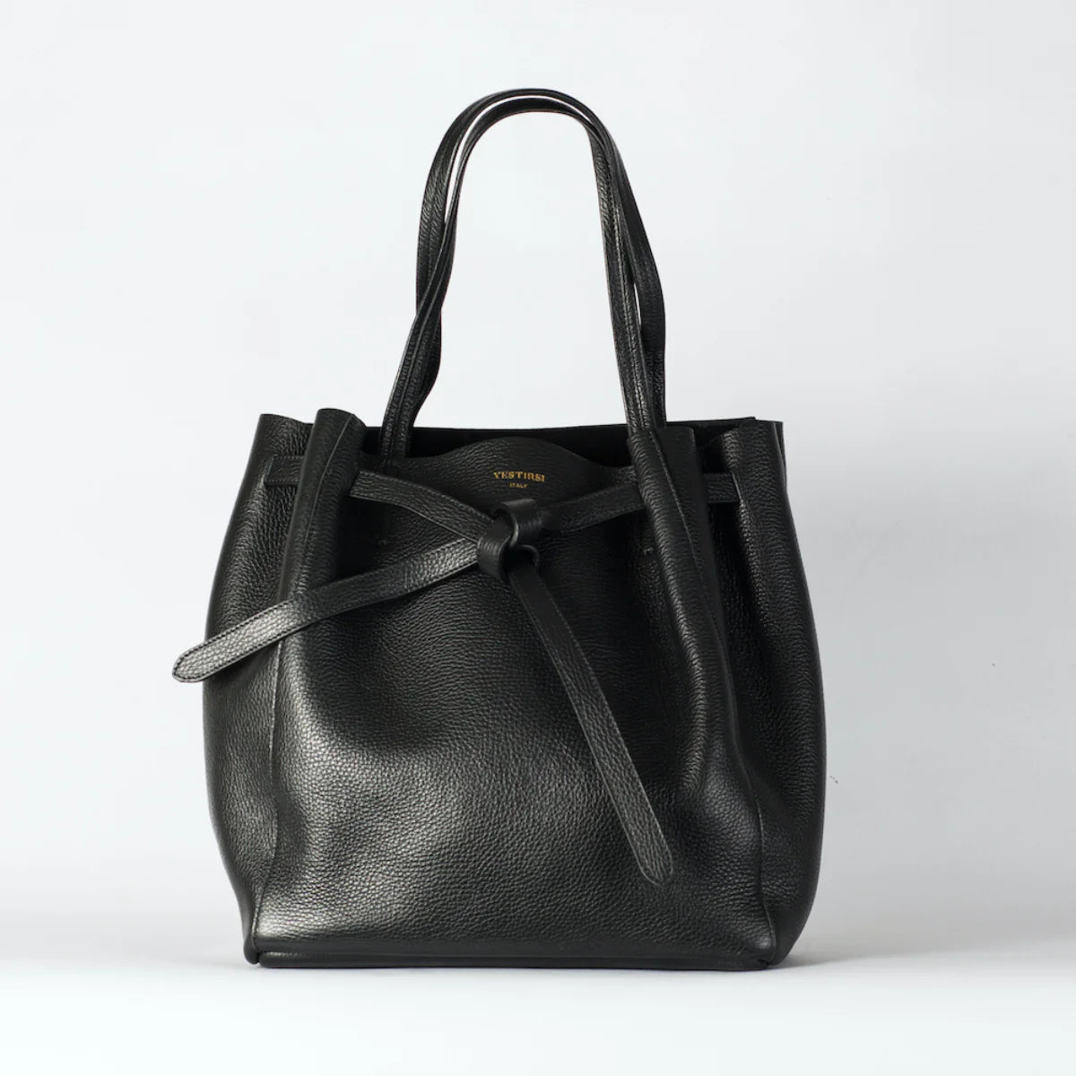 Phoebe Black Leather Knot Tote