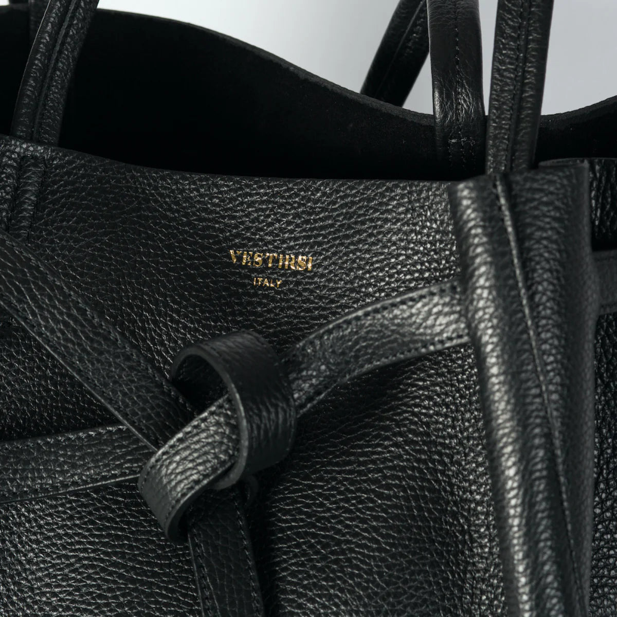 Phoebe Black Leather Knot Tote