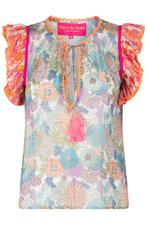 Green Rosa Blue Top Frill
