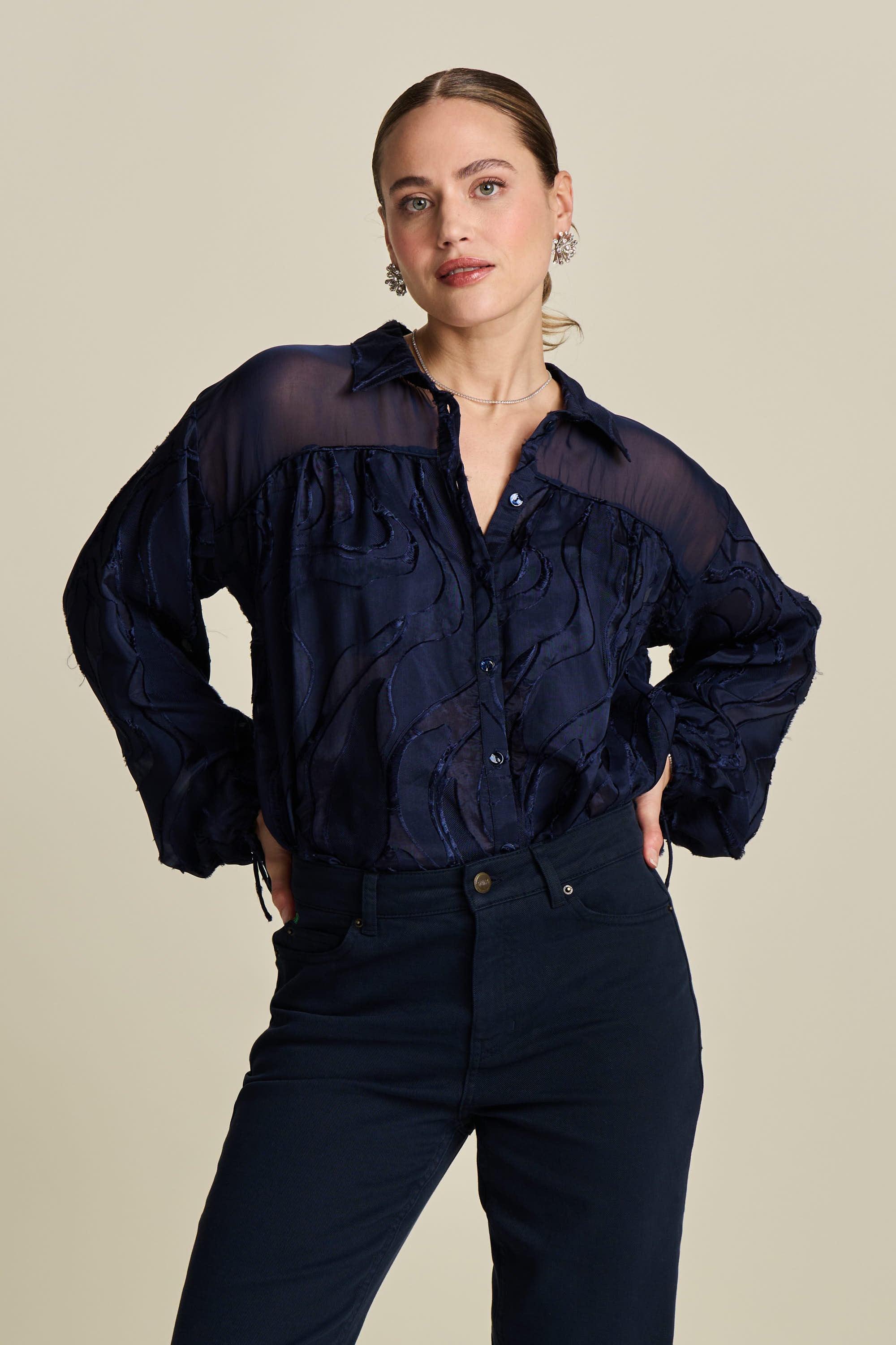 Blue Blouse - Jacquard Midnight