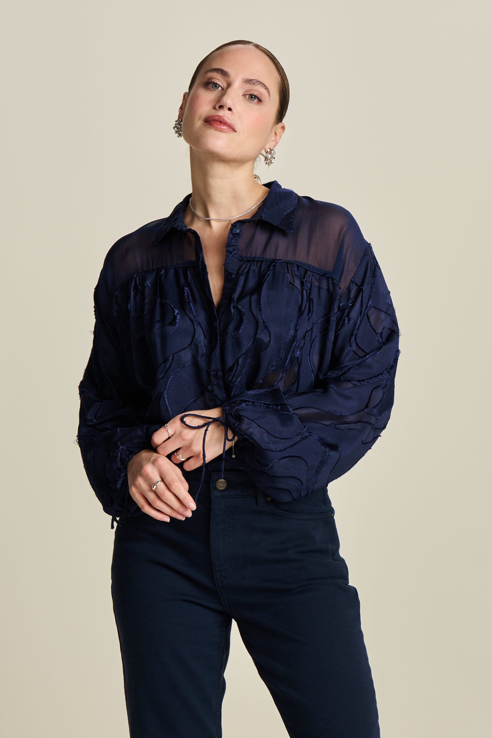Blue Blouse - Jacquard Midnight