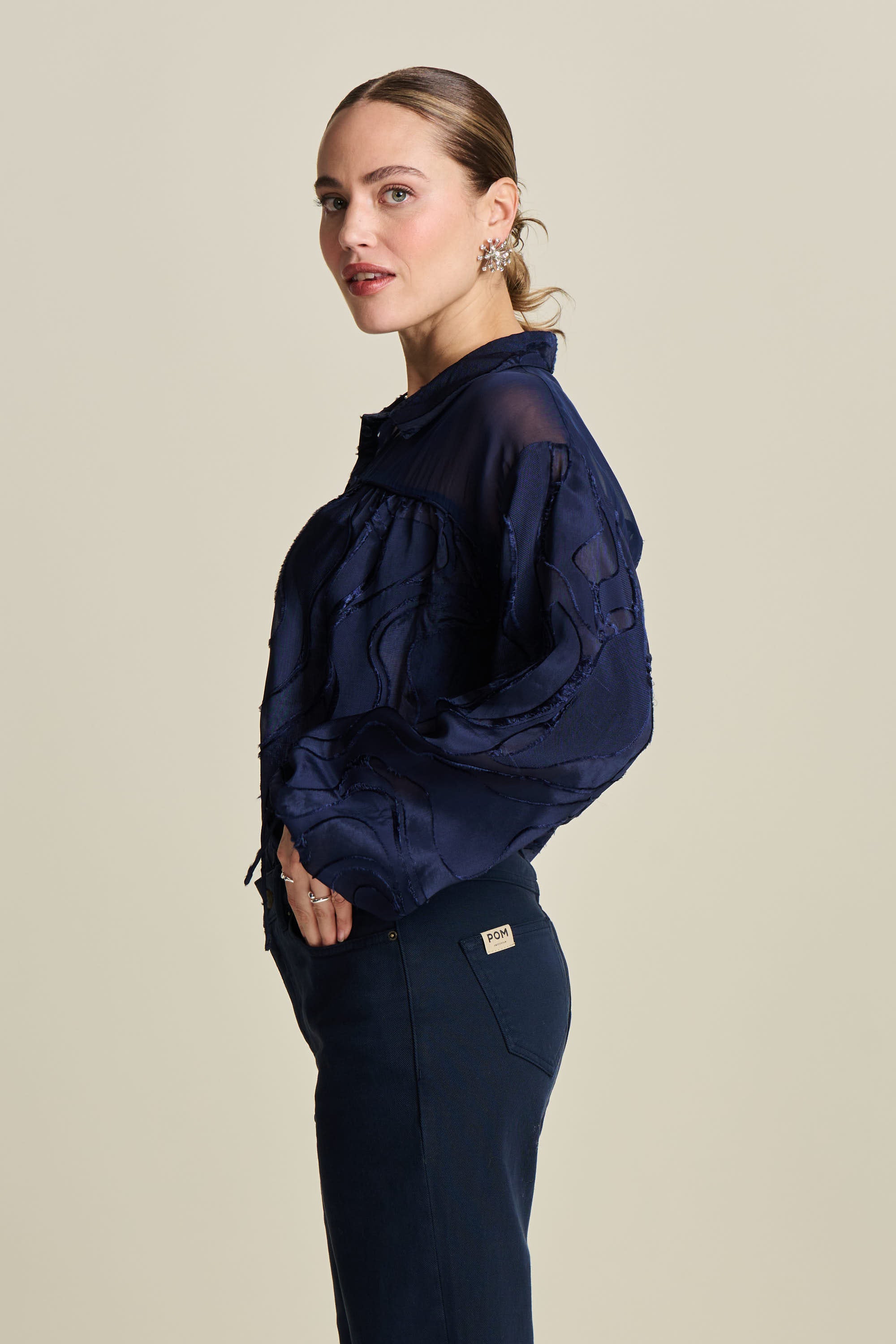 Blue Blouse - Jacquard Midnight