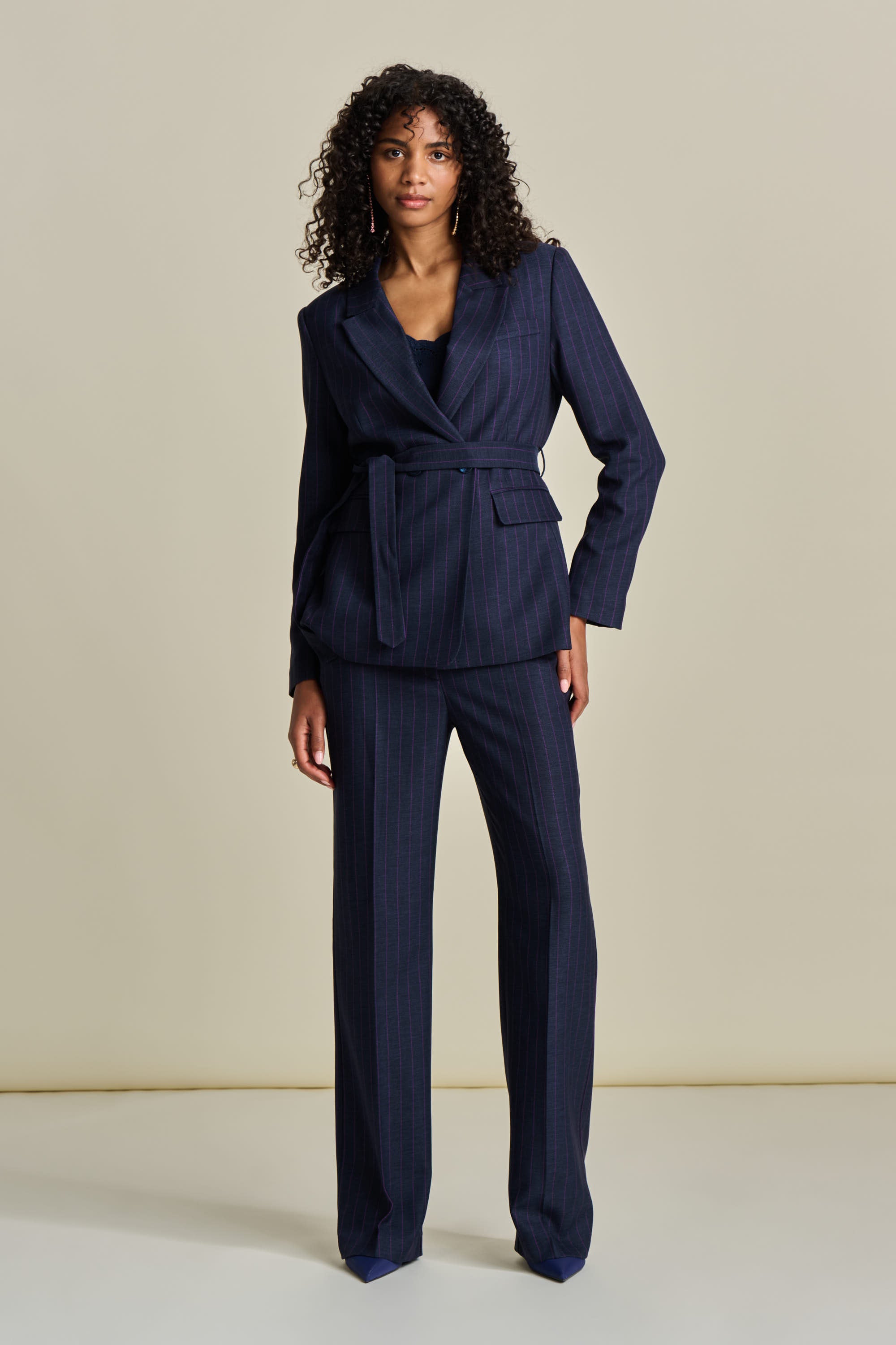 Striped Blazer - Striped Midnight Blue