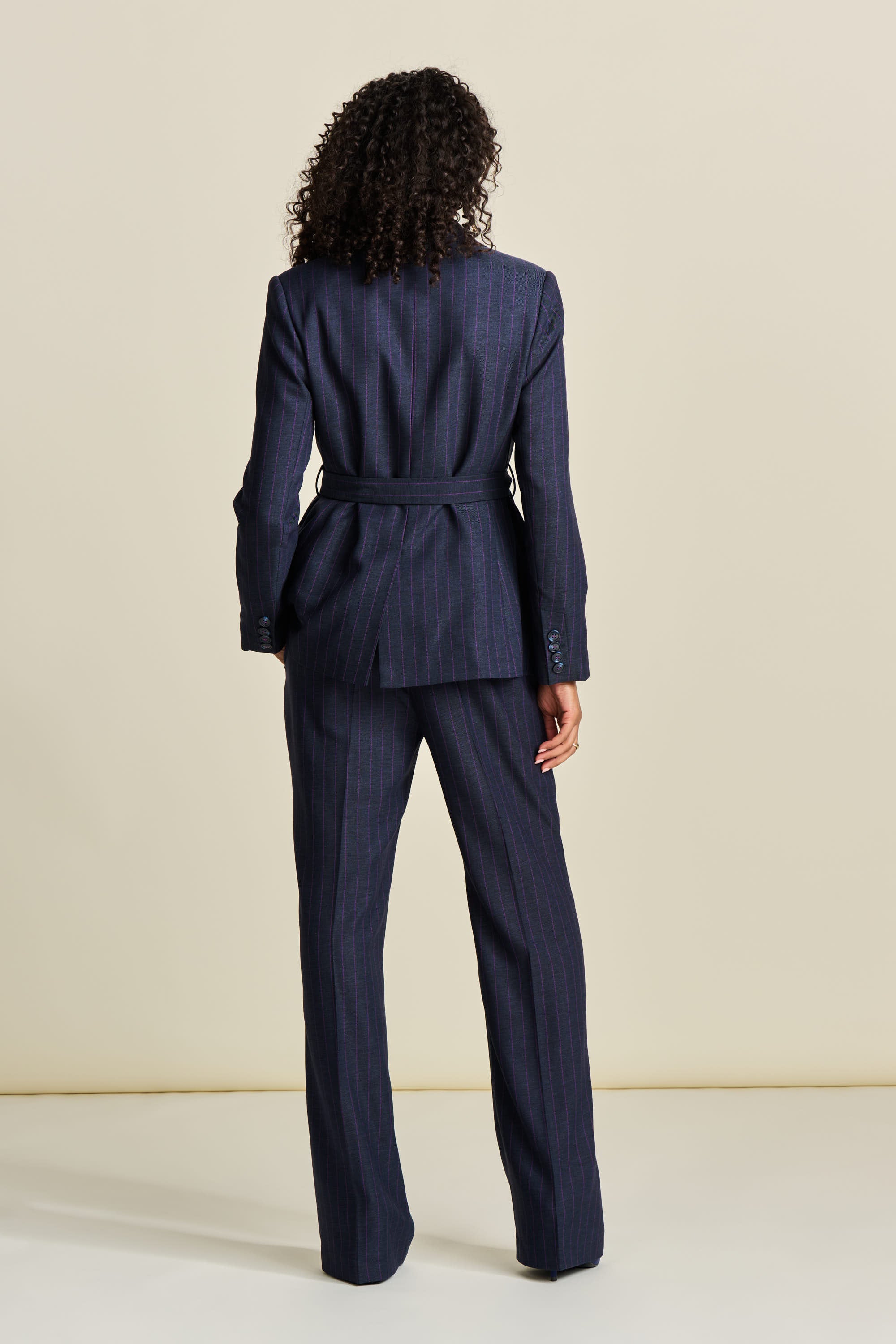 Striped Blazer - Striped Midnight Blue