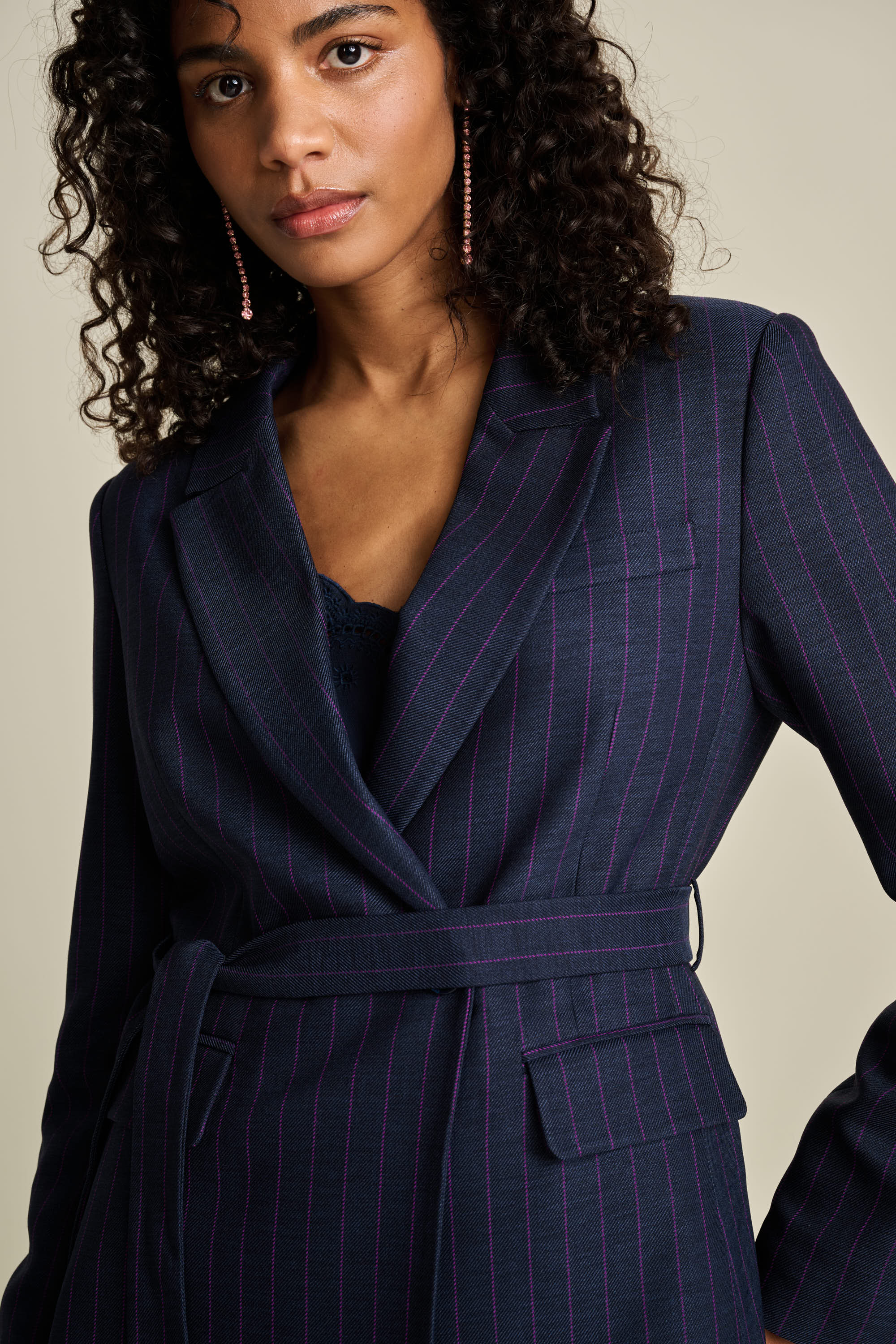 Striped Blazer - Striped Midnight Blue