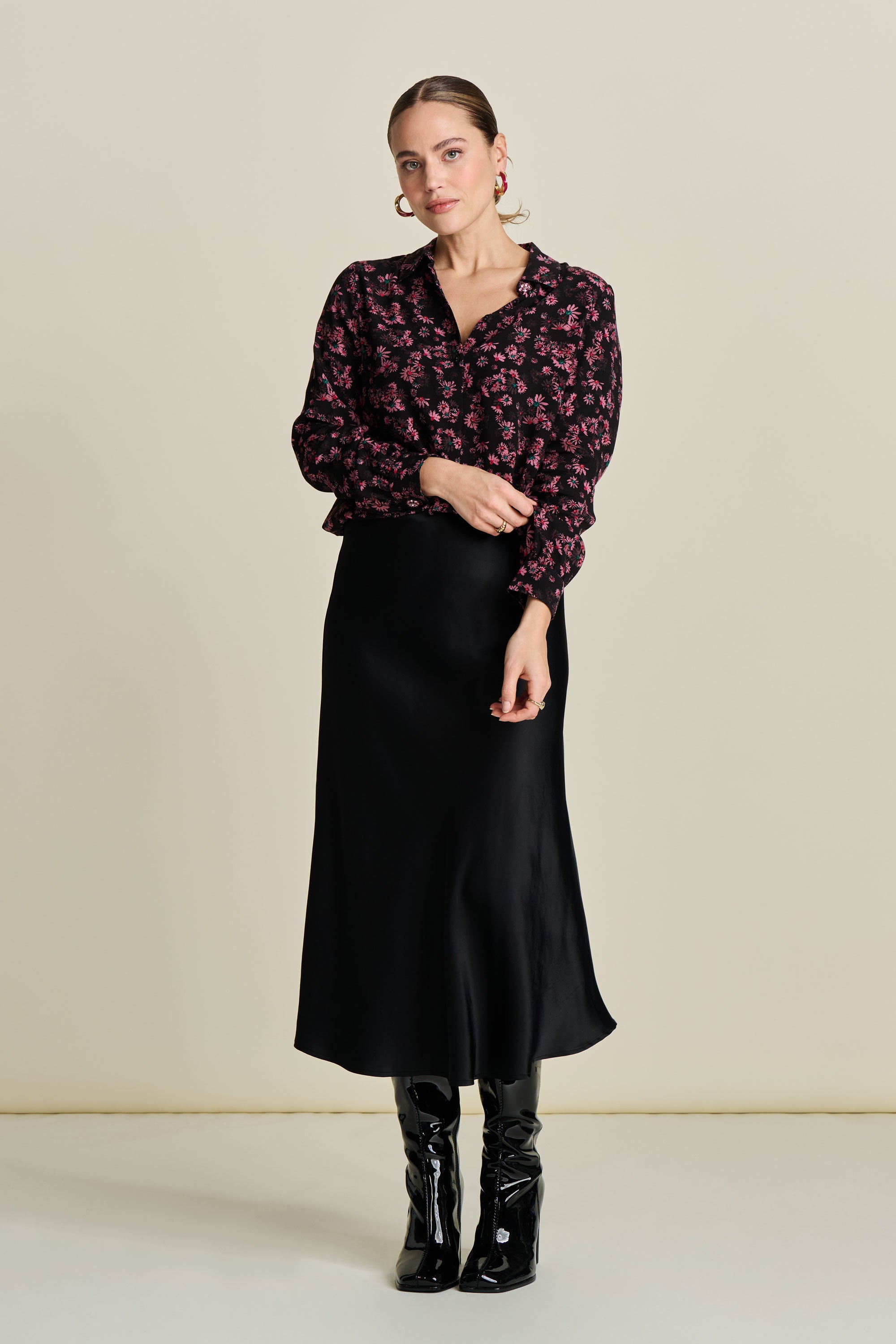 Black Skirt - Satin Black