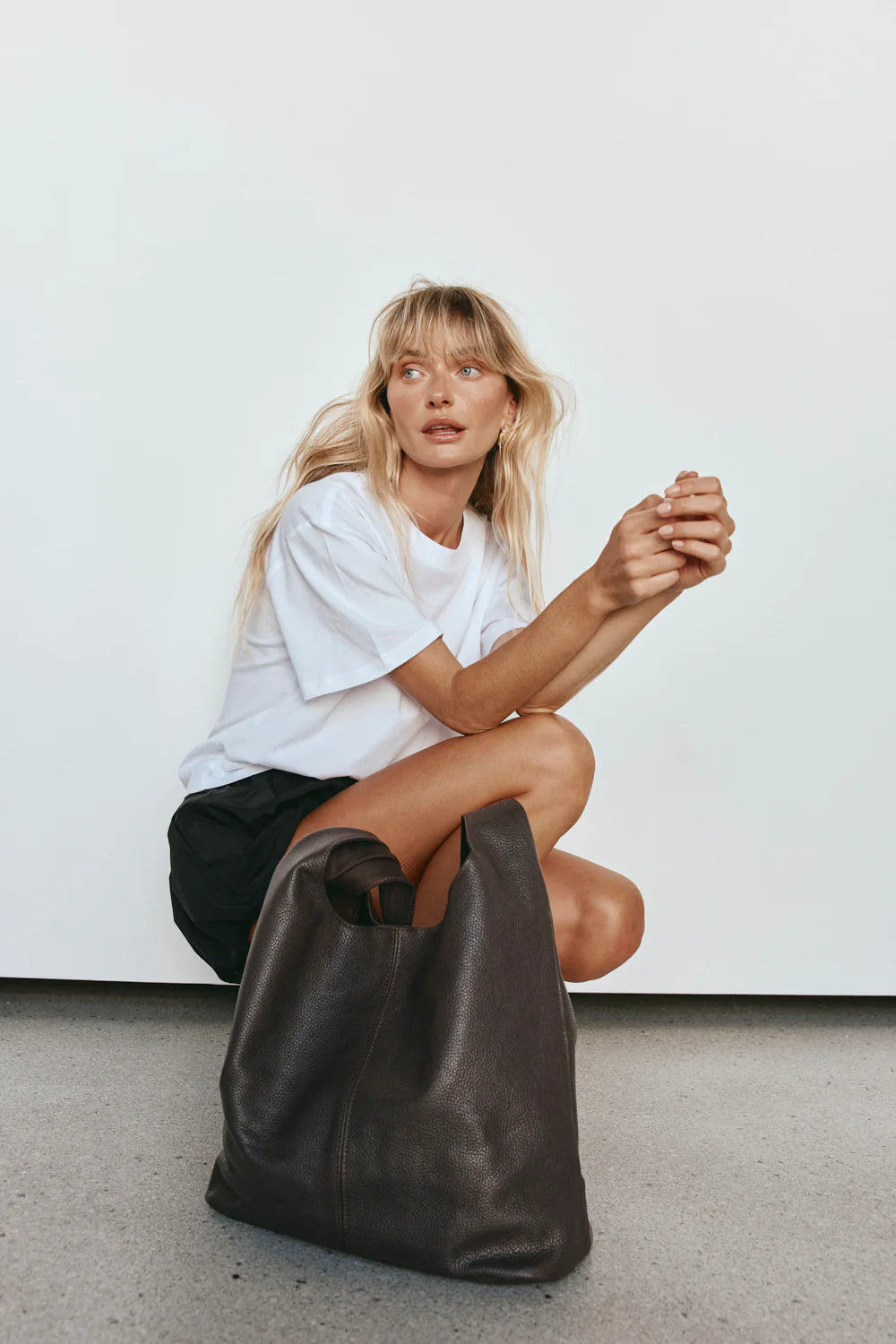 Scarlett Dark Chocolate Leather Hobo Bag