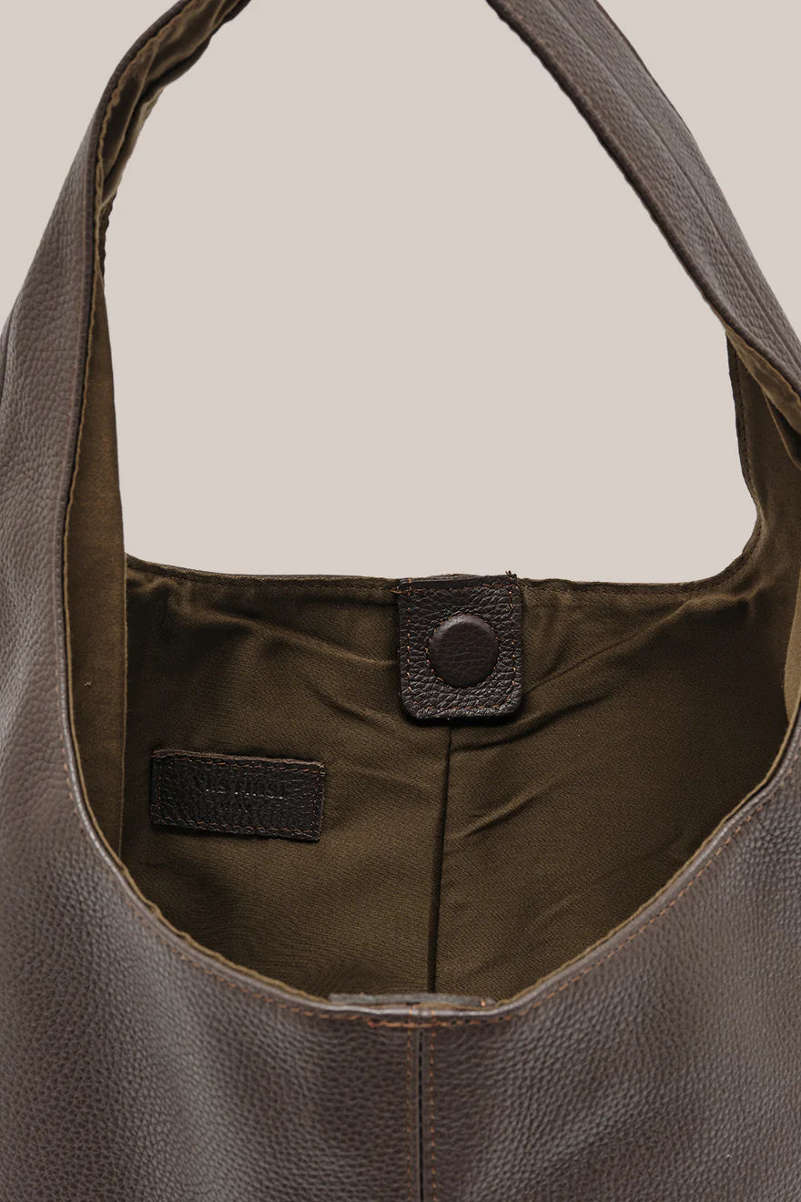 Scarlett Dark Chocolate Leather Hobo Bag