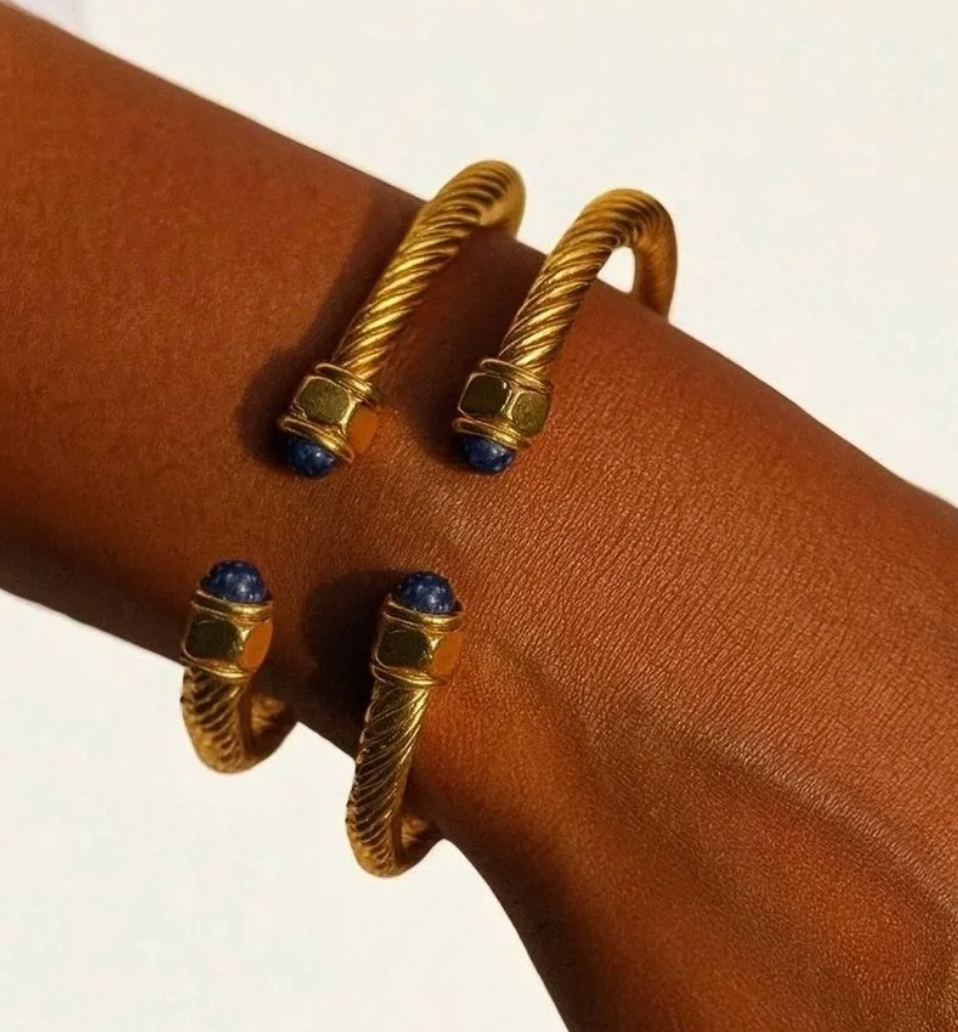 Amalfi Bangle - Tigers Eye (Brown stone)
