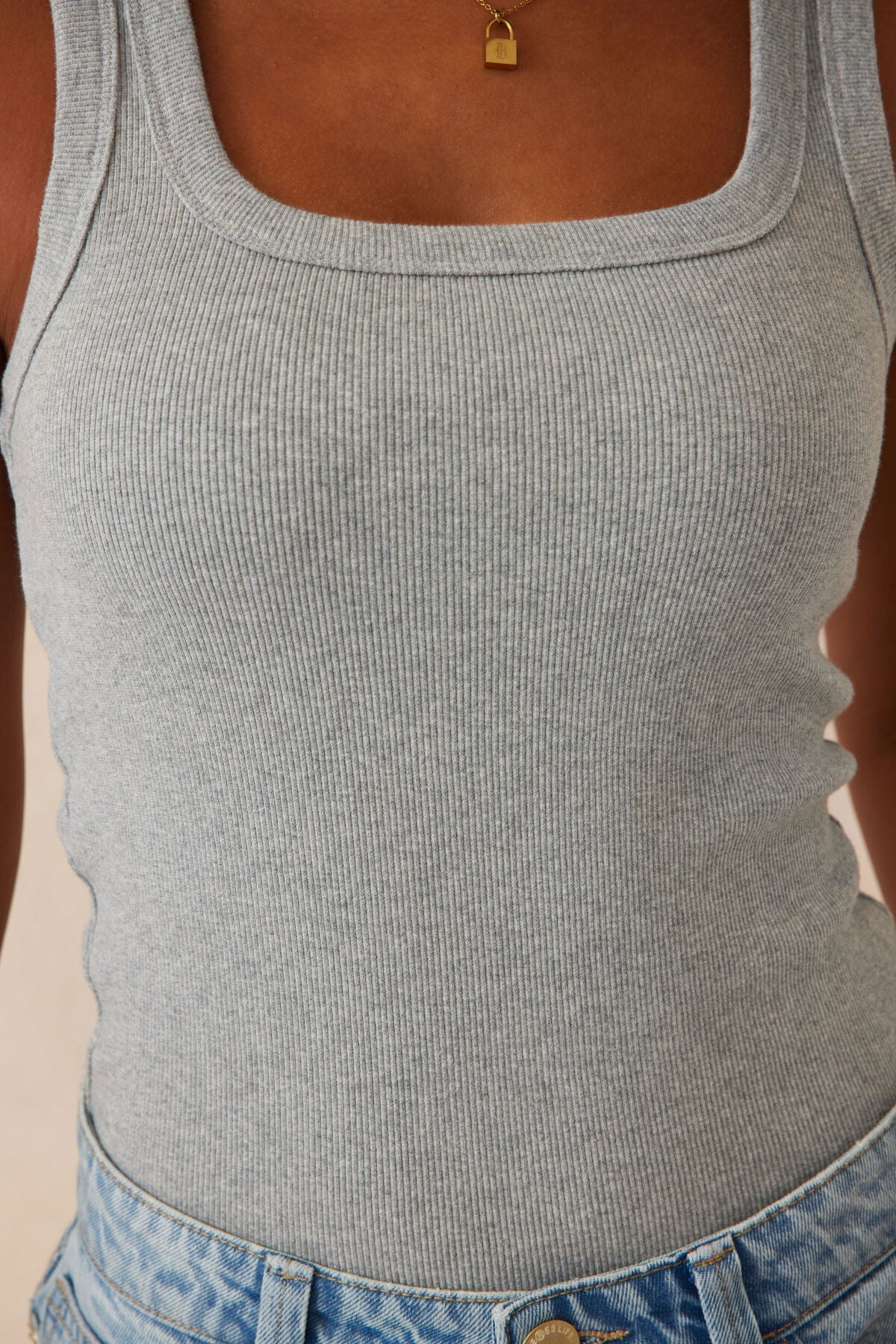 Square Neck Tank - Grey Marle